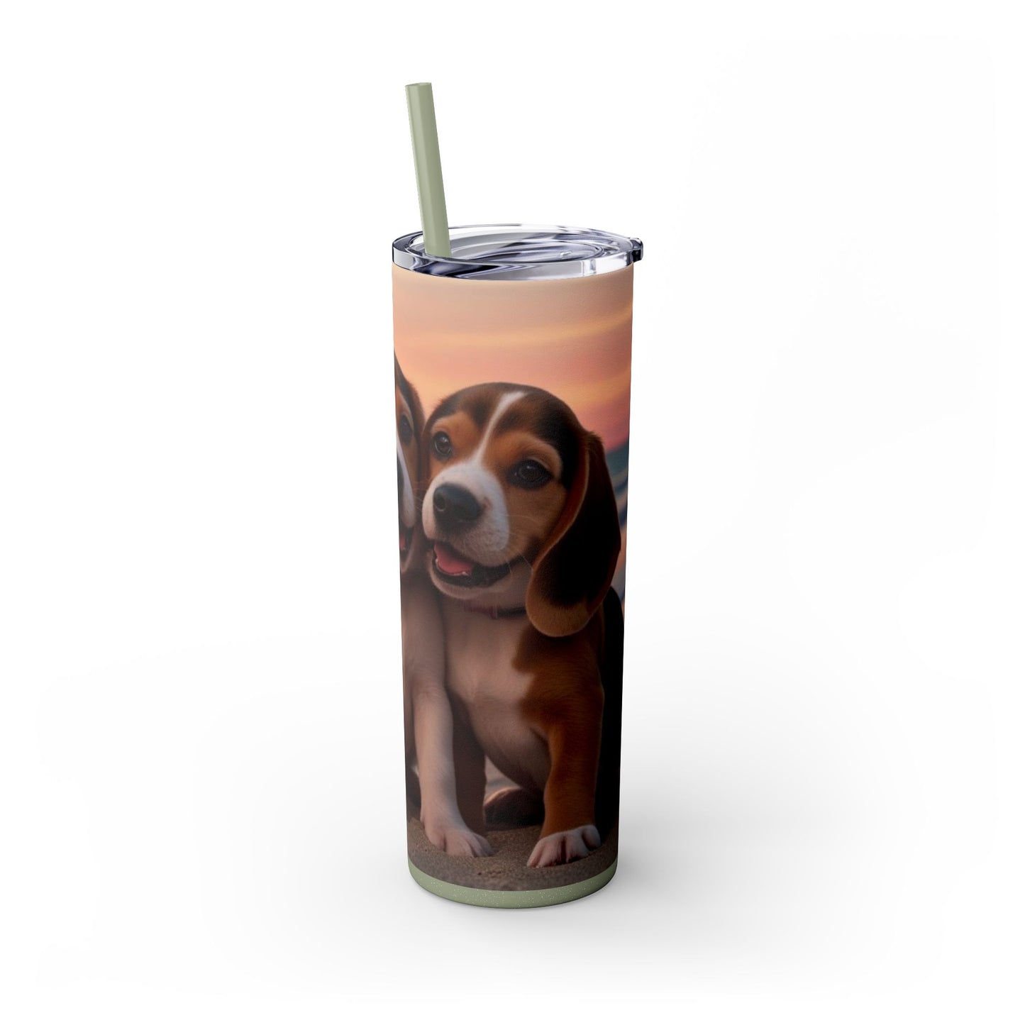 Beagle Love Skinny Tumbler with Straw, 20oz