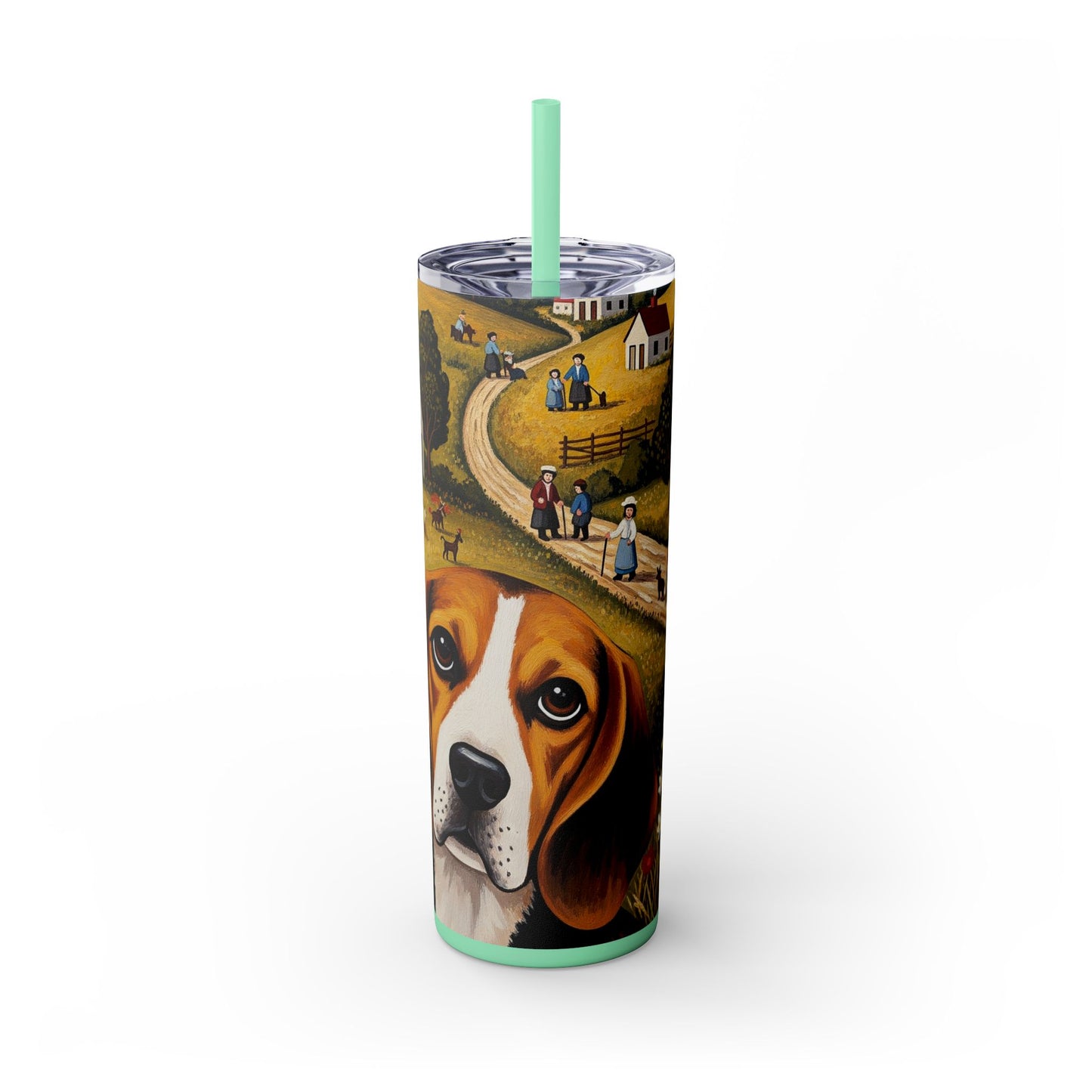 Beagle Skinny Tumbler with Straw, 20oz