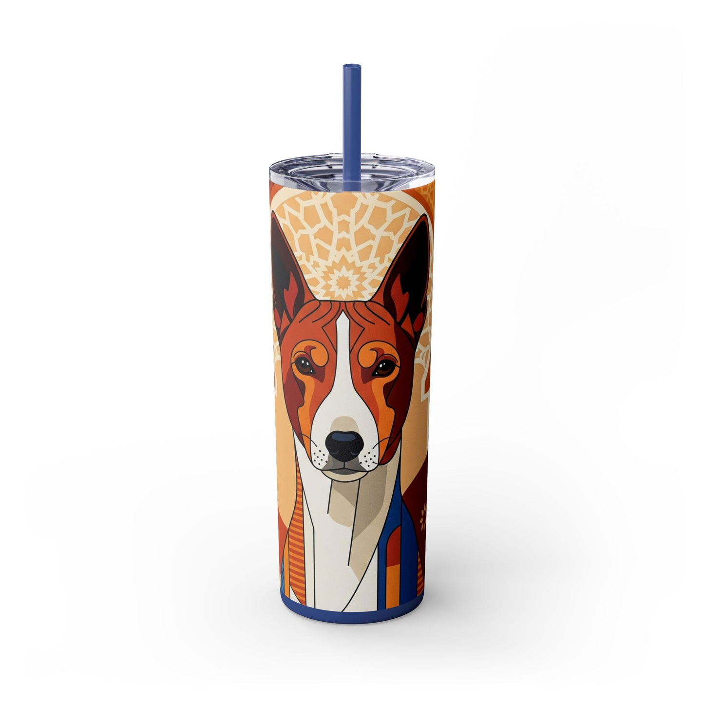 Basenji Skinny Tumbler with Straw, 20oz
