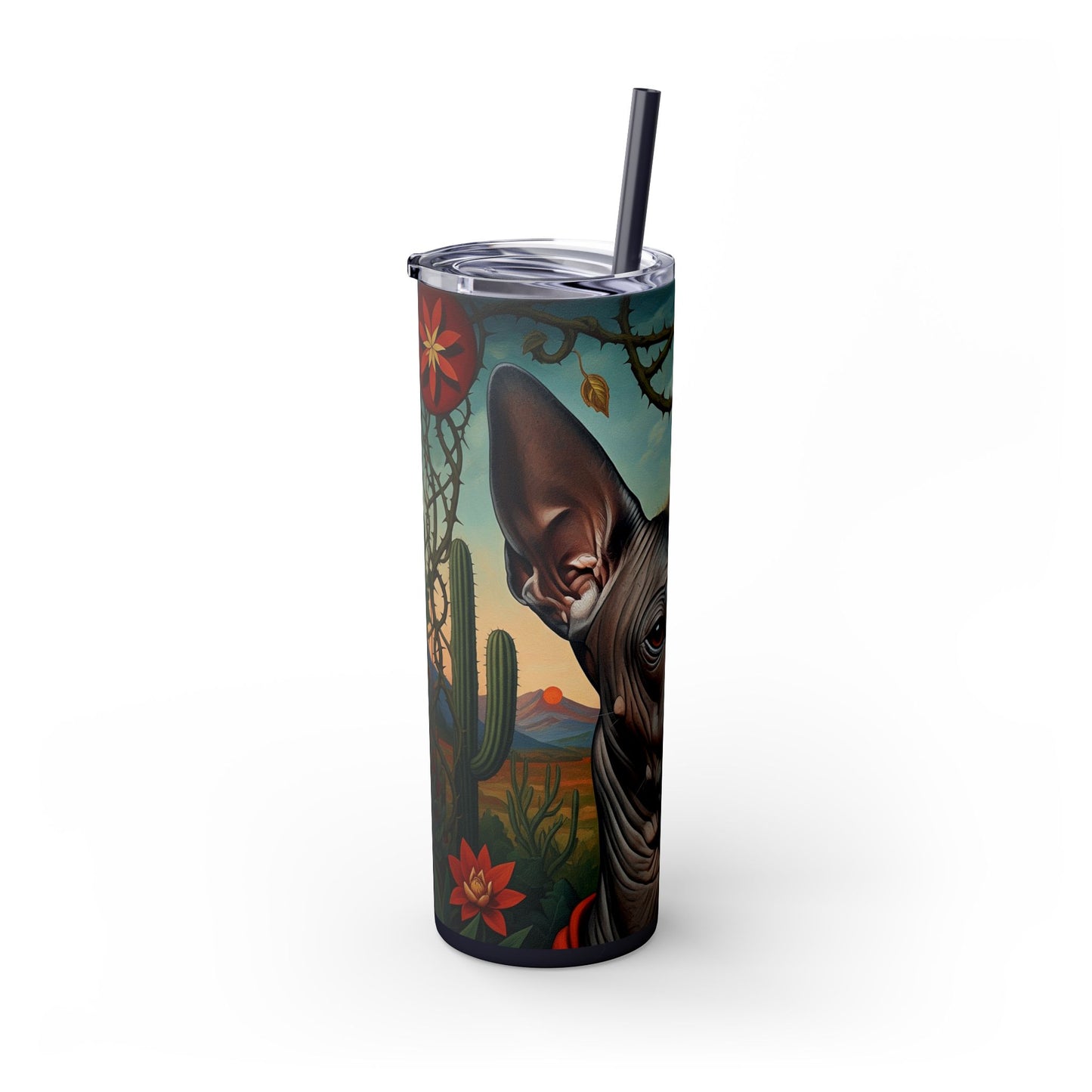 Xoloitzcuintli Skinny Tumbler with Straw, 20oz