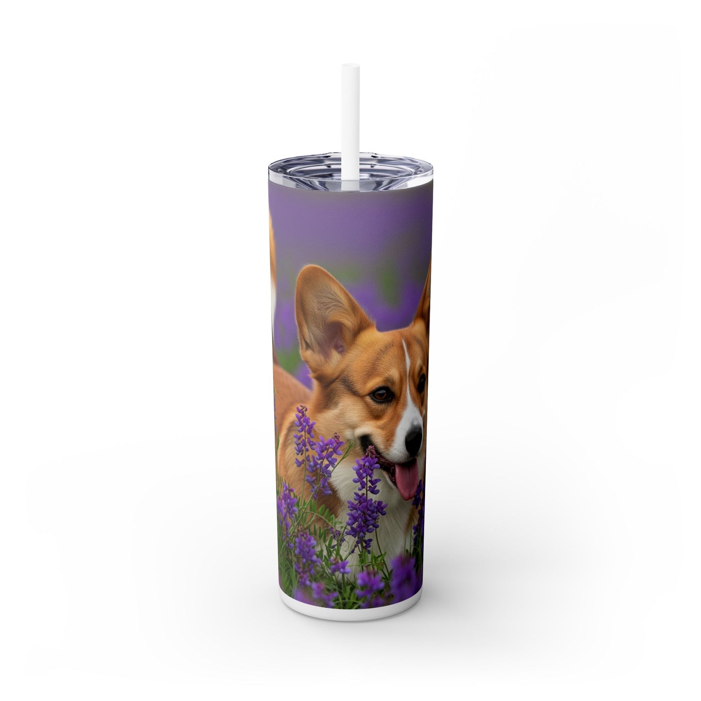 Cardigan Welsh Corgi Skinny Tumbler with Straw, 20oz