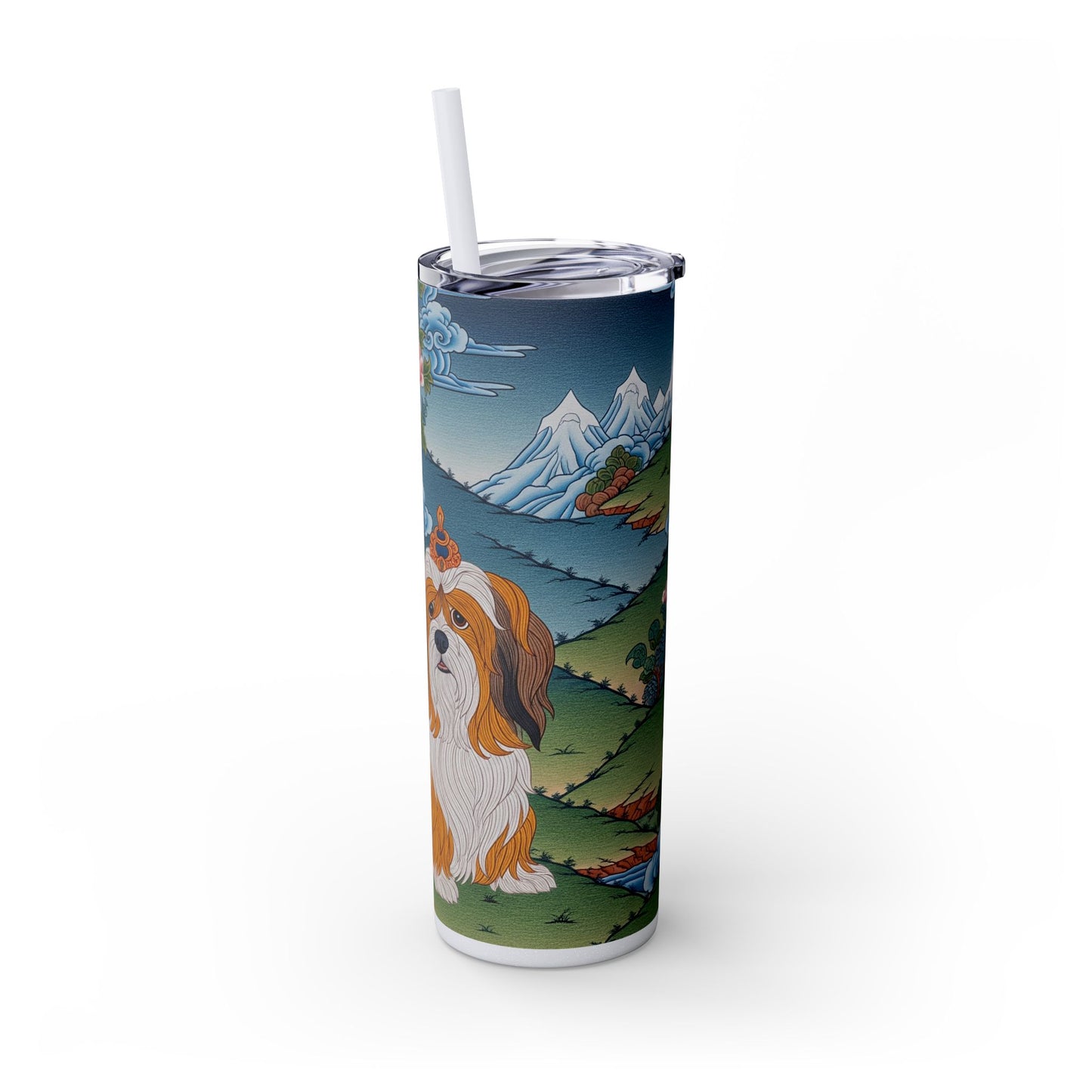 Lhasa Apso Skinny Tumbler with Straw, 20oz