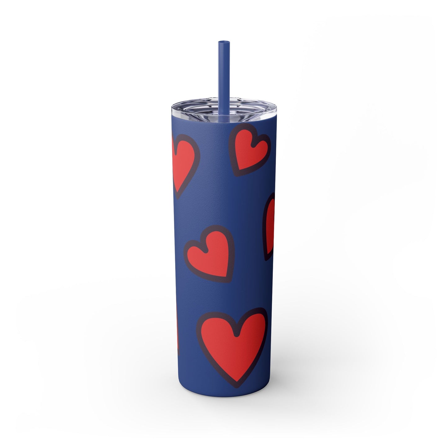 Hearts Skinny Tumbler with Straw, 20oz