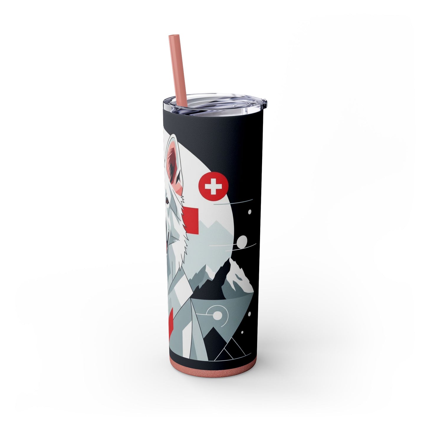 White Swiss Shepherd Dog Skinny Tumbler with Straw, 20oz