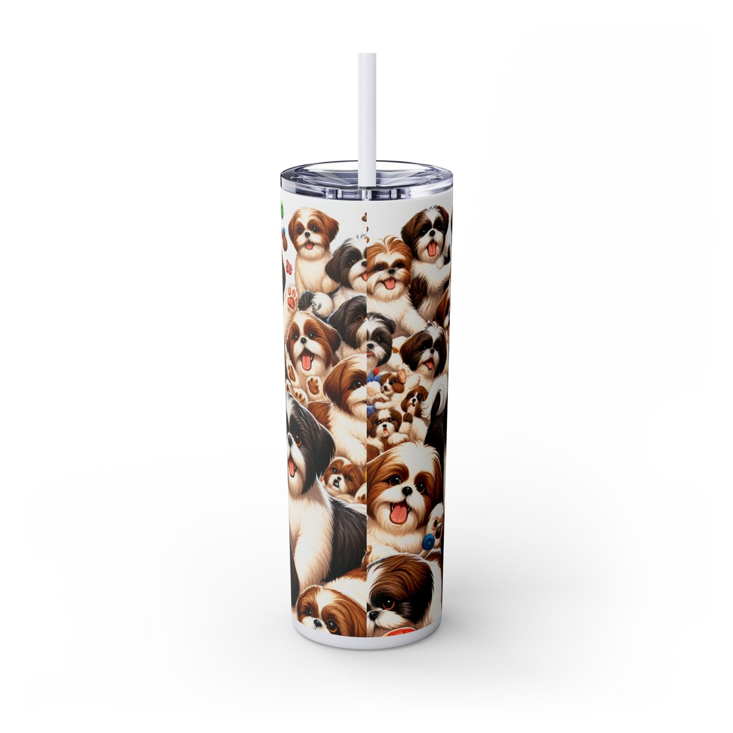 Shih Tzu Skinny Tumbler with Straw, 20oz