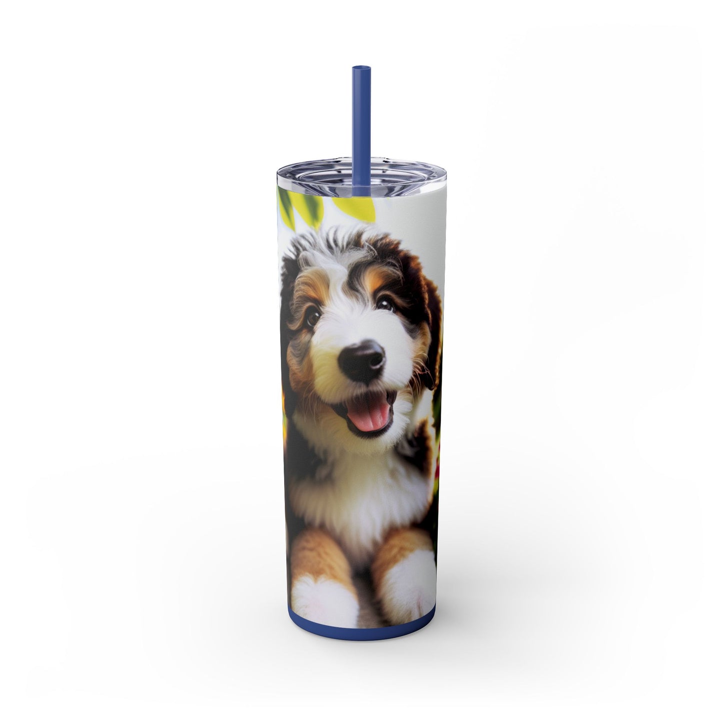 Bernedoodle Skinny Tumbler with Straw, 20oz