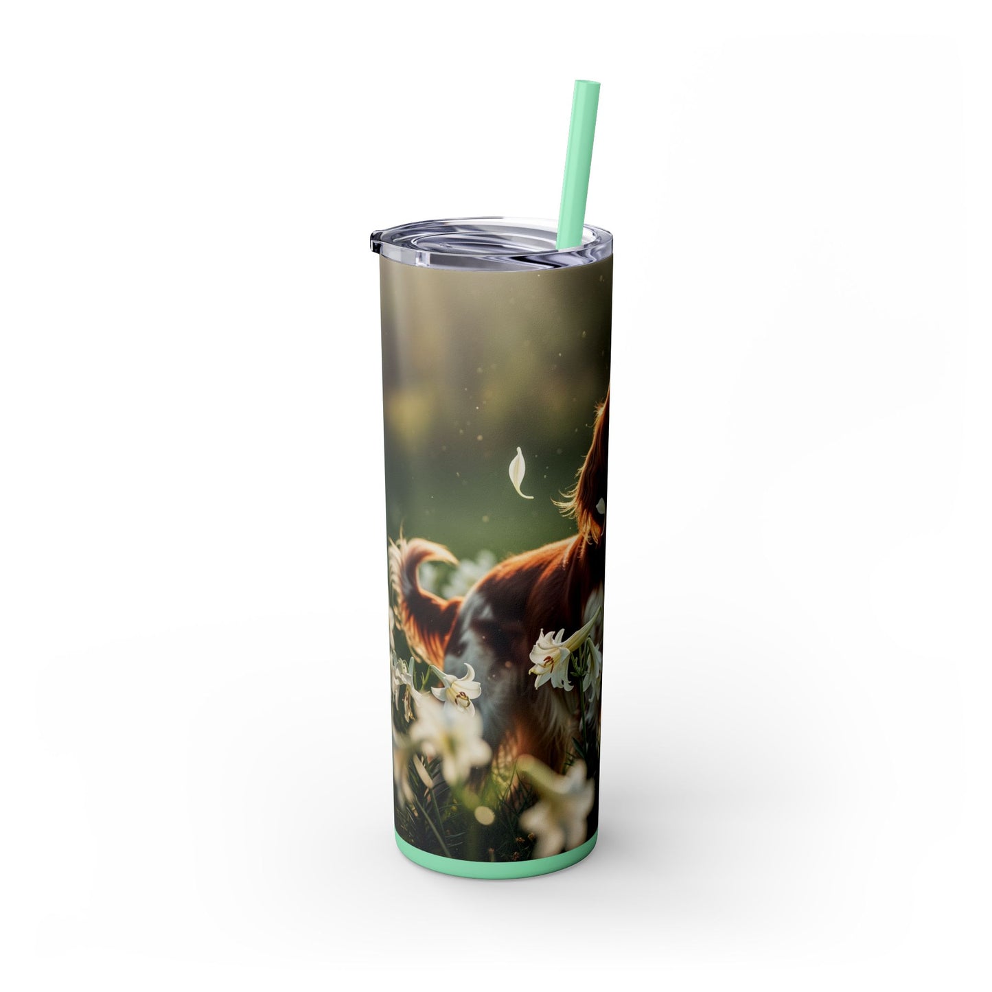 Irish Red and White Setter Tumbler with Straw, 20oz