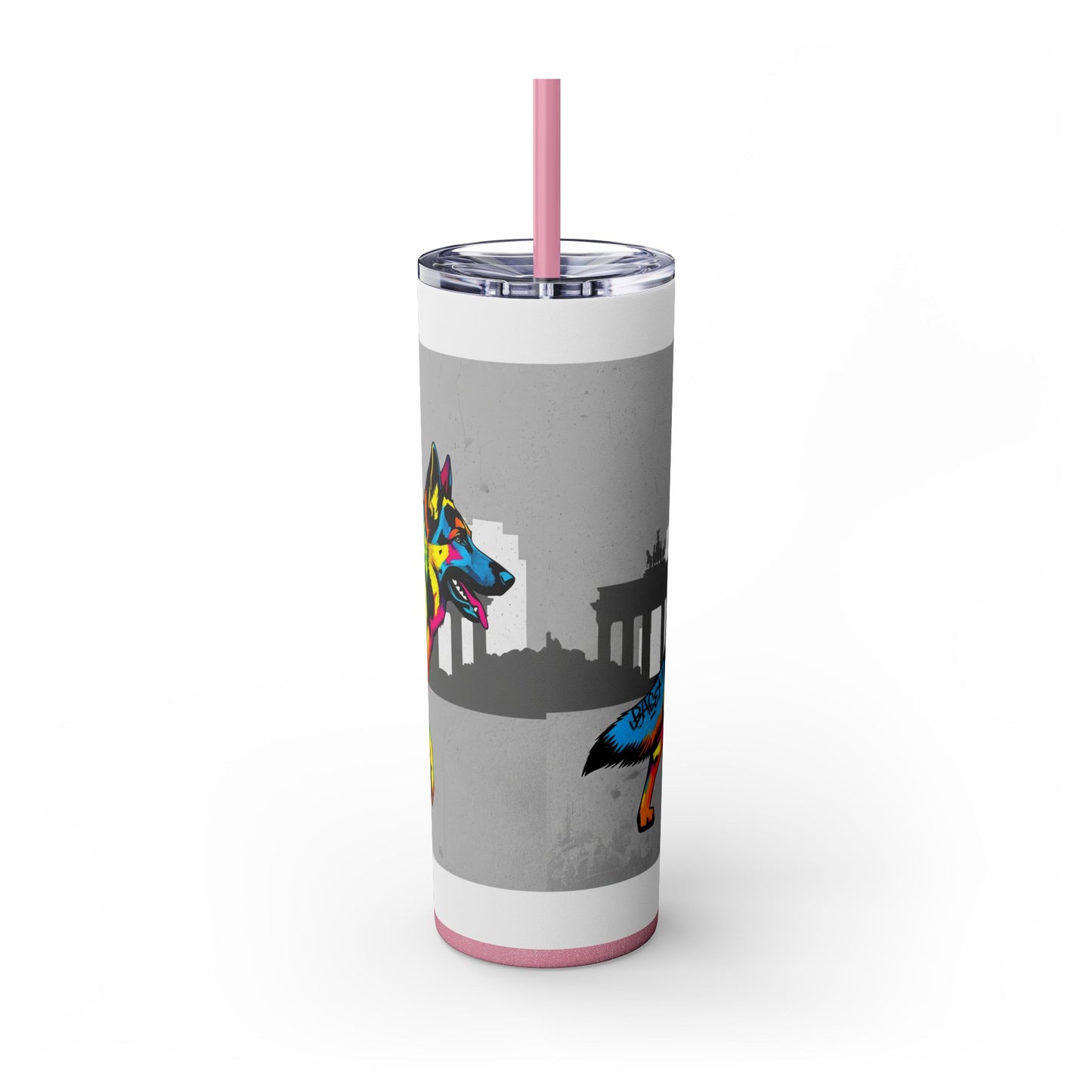 German Shepherd Skinny Tumbler with Straw, 20oz