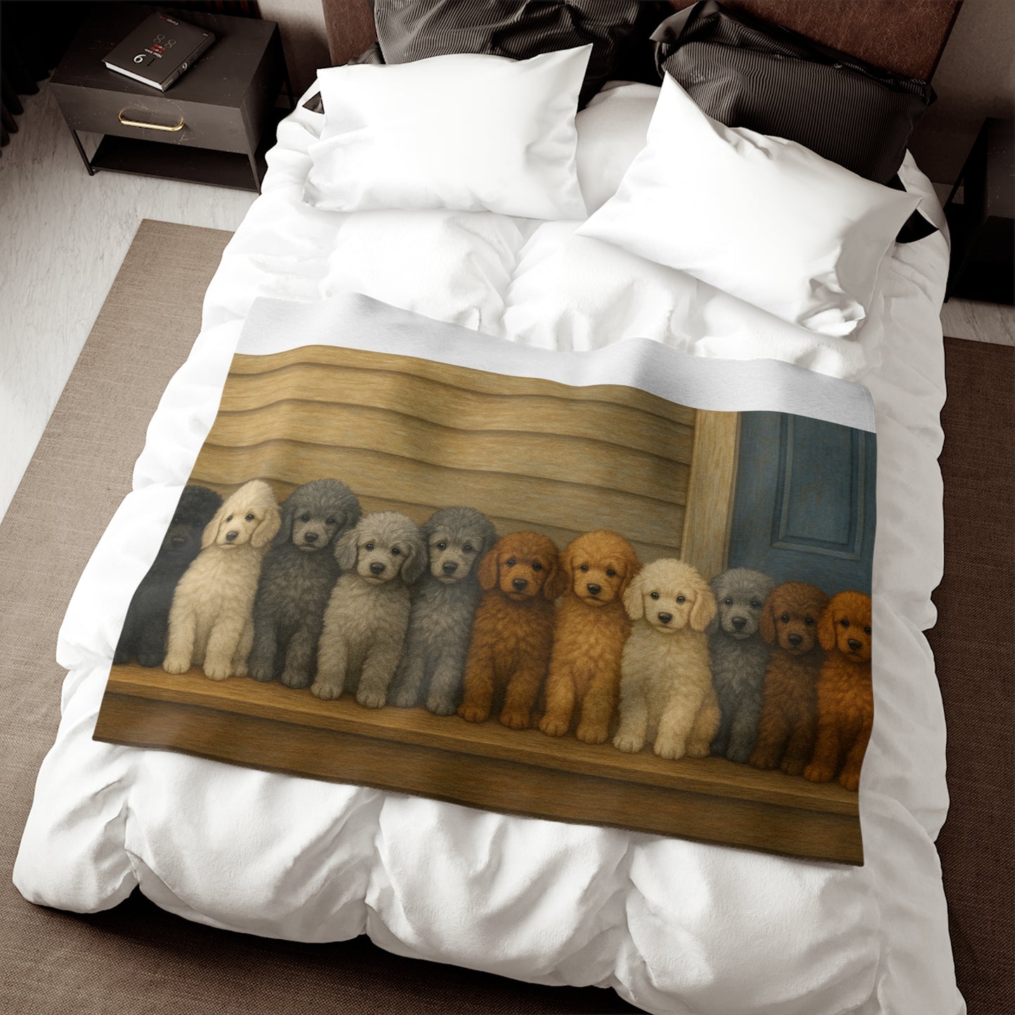 Manta sudadera con cachorros de caniche