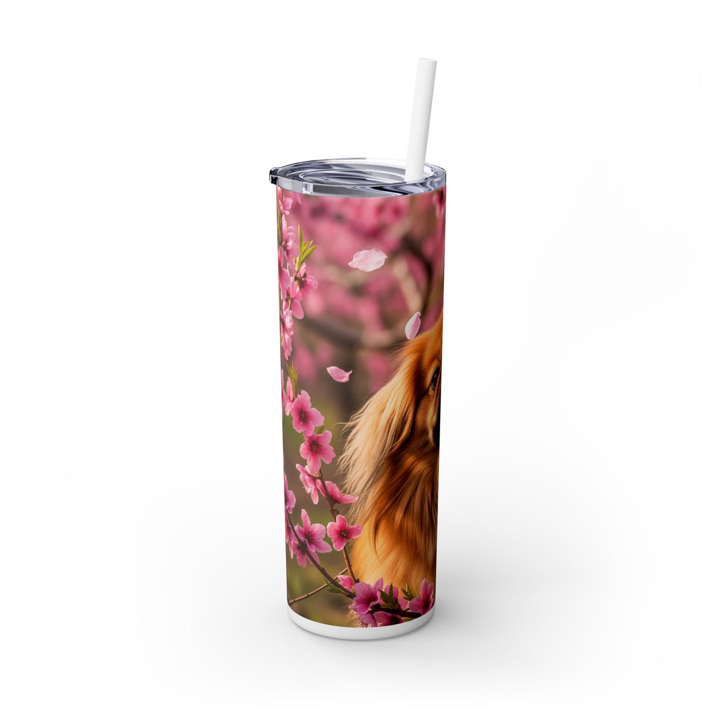 Pekingese Skinny Tumbler with Straw, 20oz