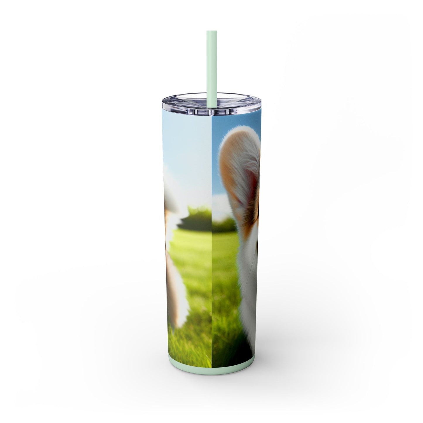 Welsh Corgi Cardigan Skinny Tumbler with Straw, 20oz
