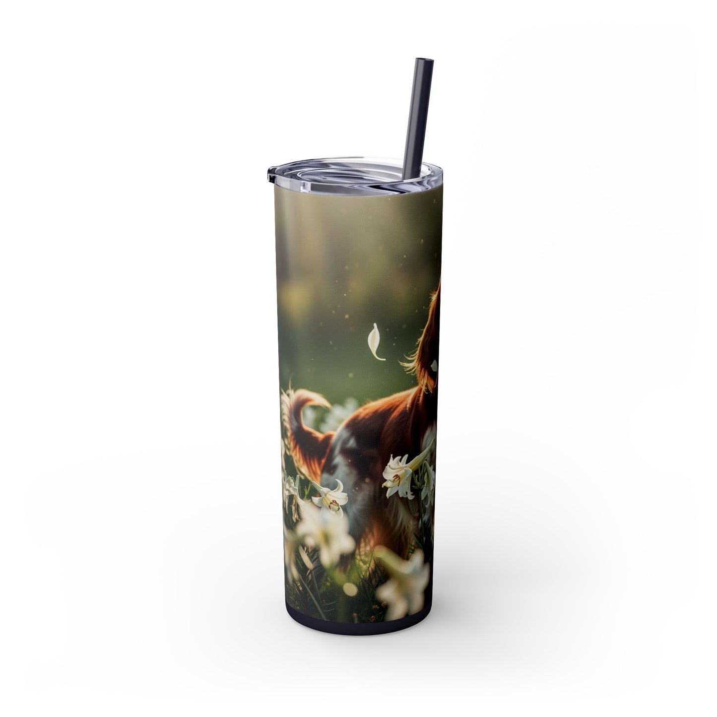 Irish Red and White Setter Tumbler with Straw, 20oz