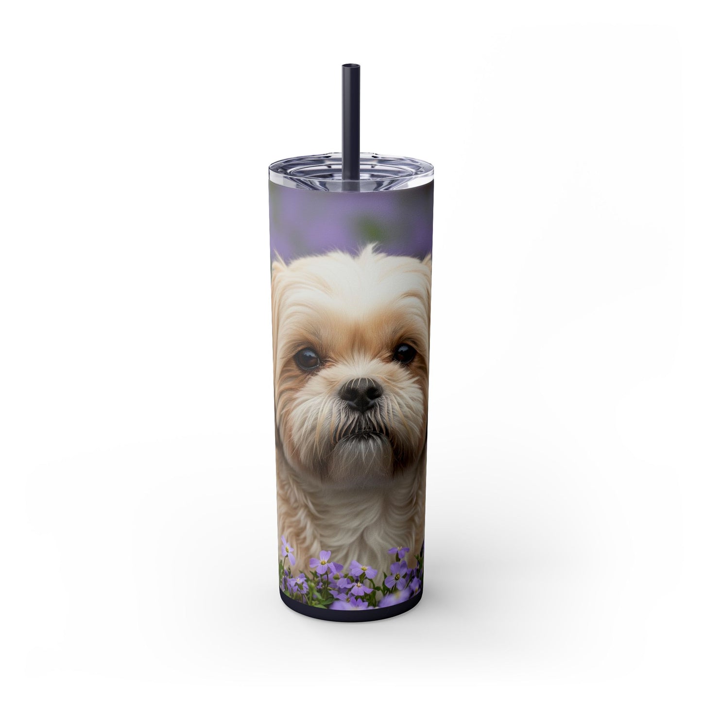 Shih-poo Skinny Tumbler with Straw, 20oz