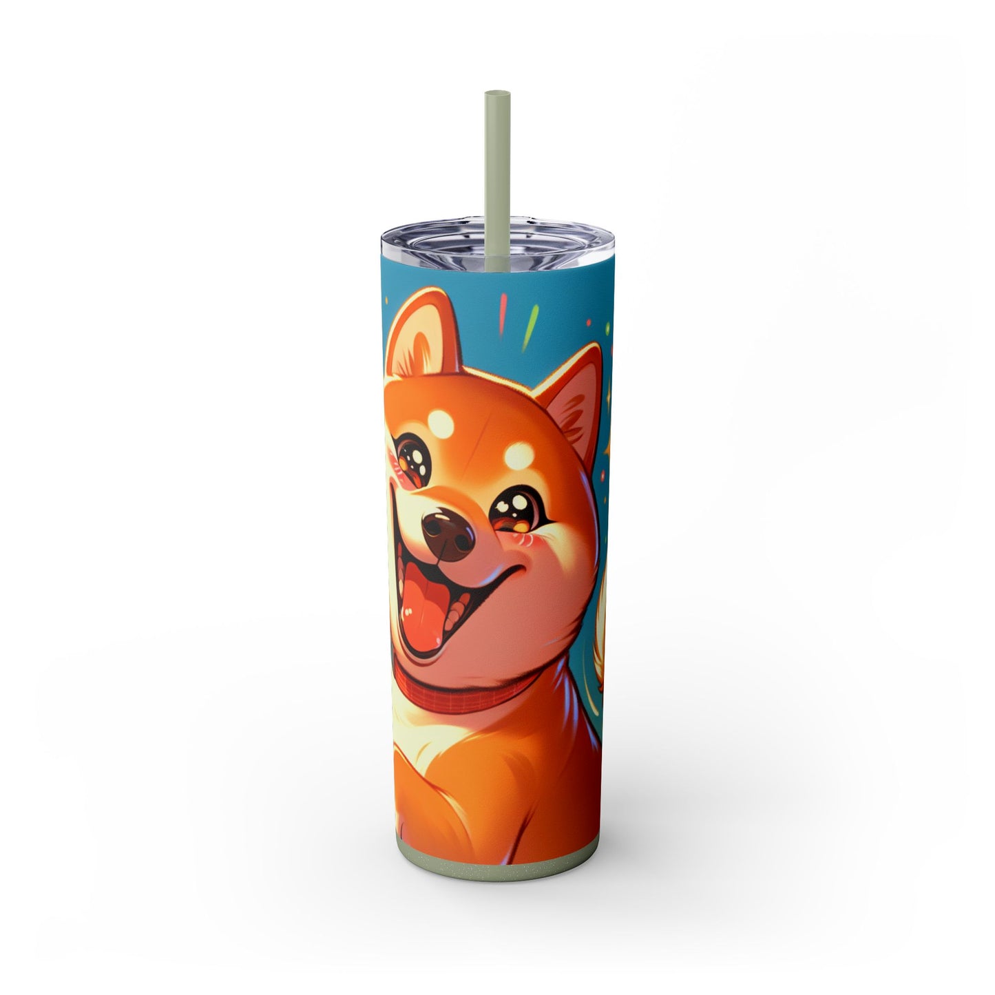 Shiba Inu Skinny Tumbler with Straw, 20oz