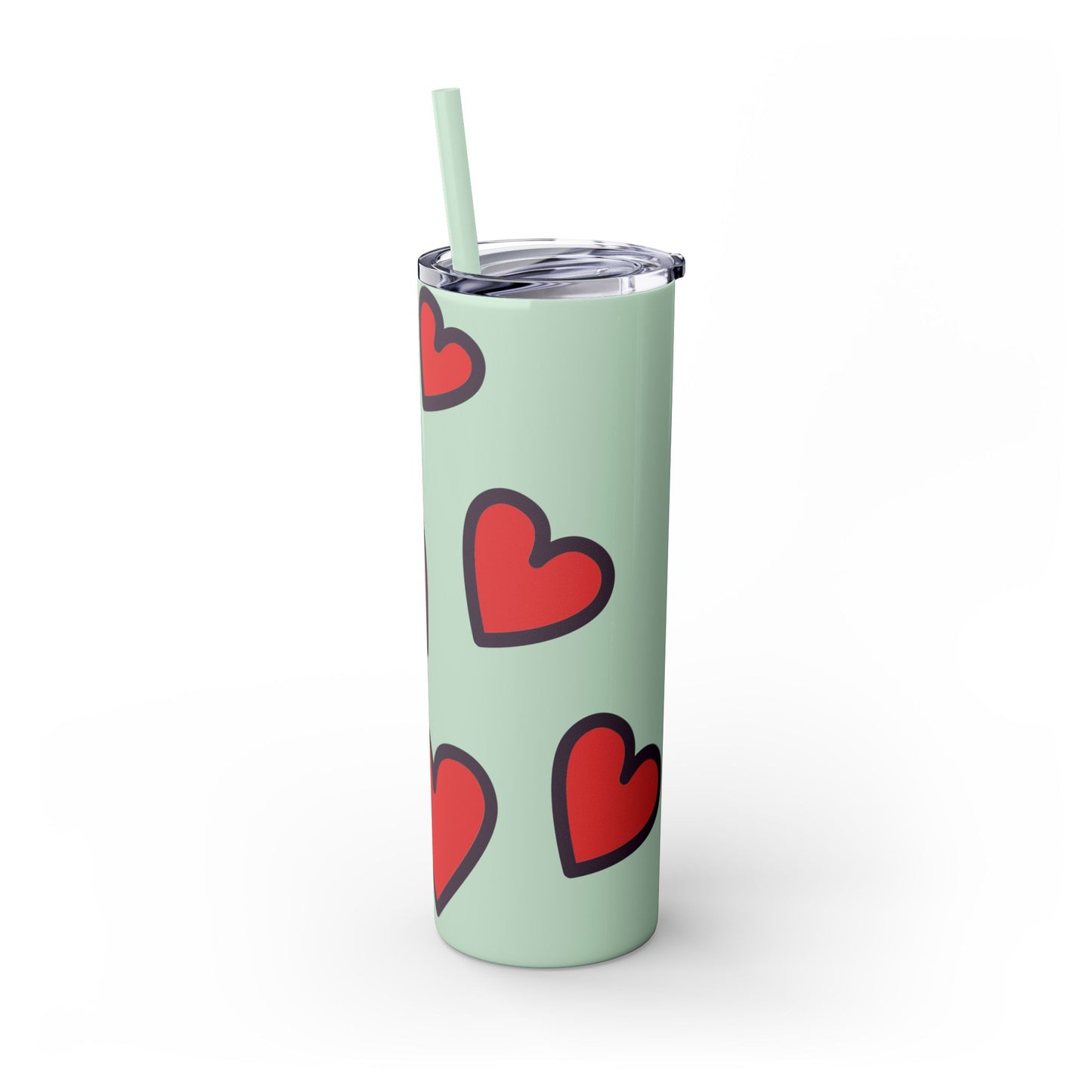 Hearts Skinny Tumbler with Straw, 20oz
