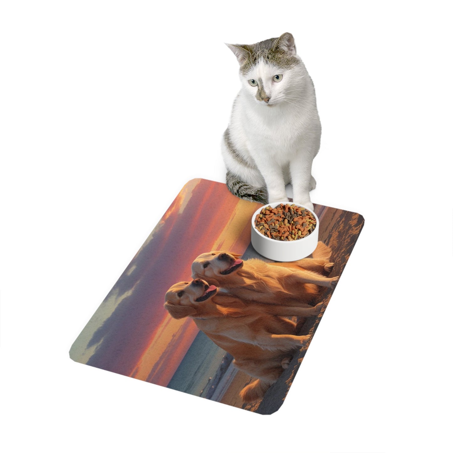Pet Food Mat (12x18) - Golden Retriever Love