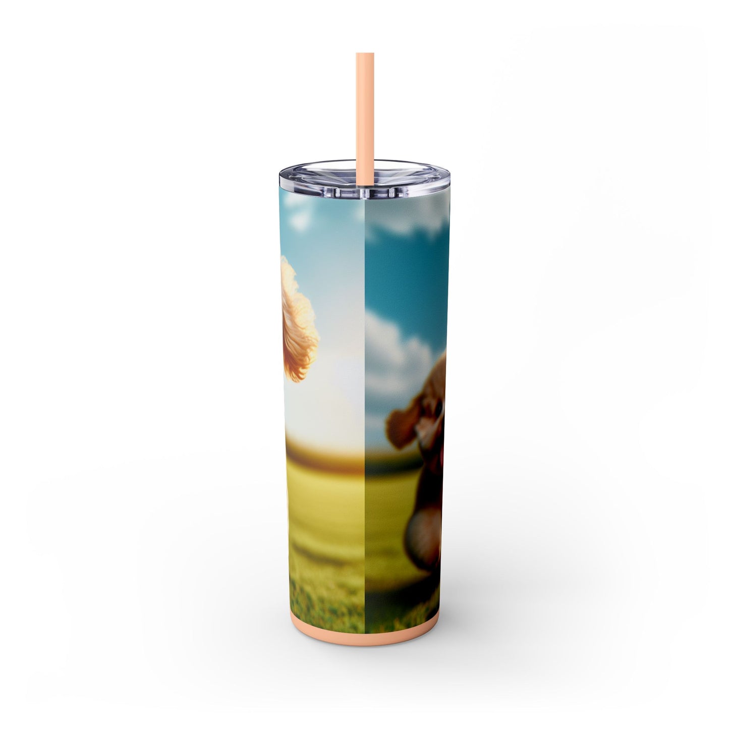 Toy Poodle Skinny Tumbler with Straw, 20oz