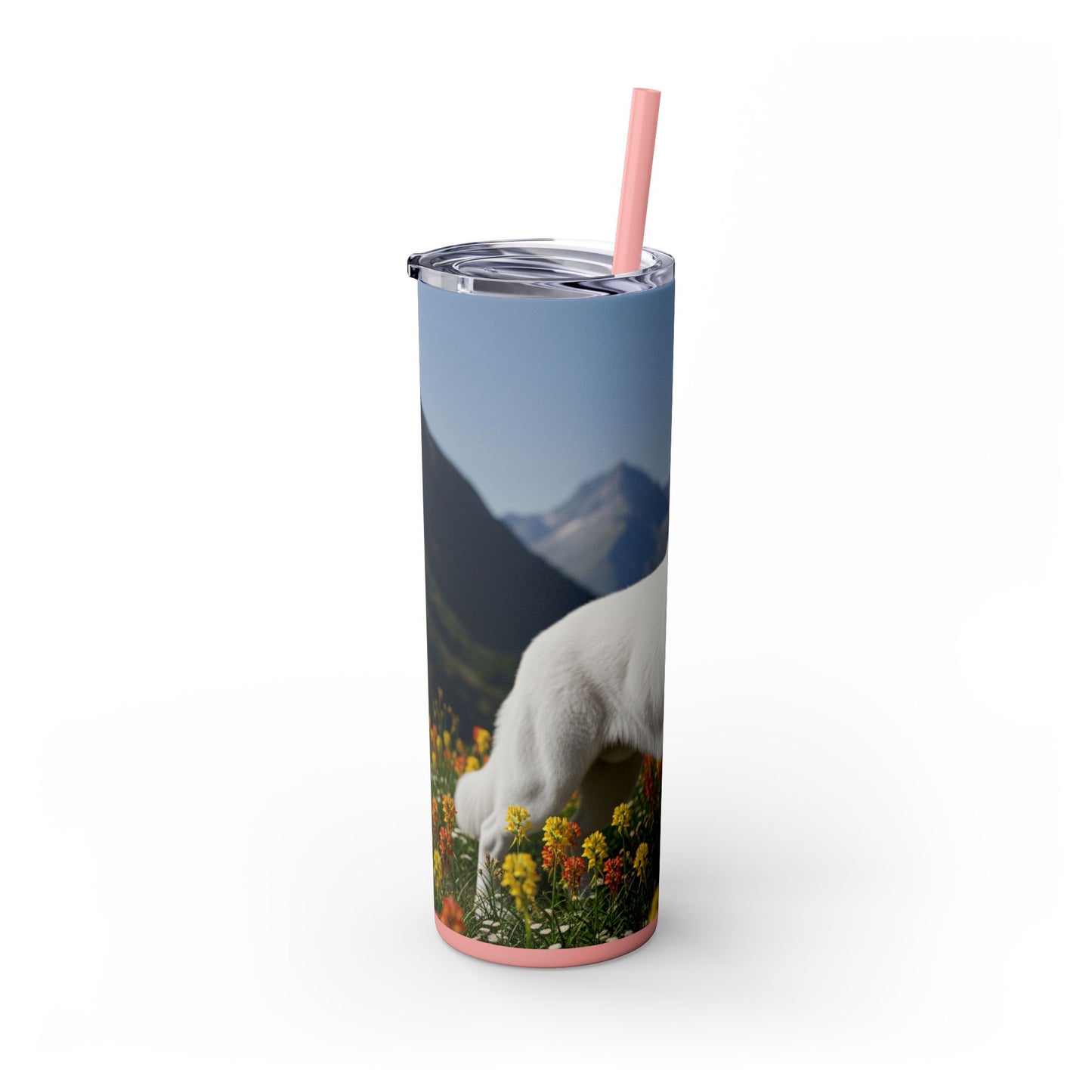 White Swiss Shepherd Dog Skinny Tumbler with Straw, 20oz