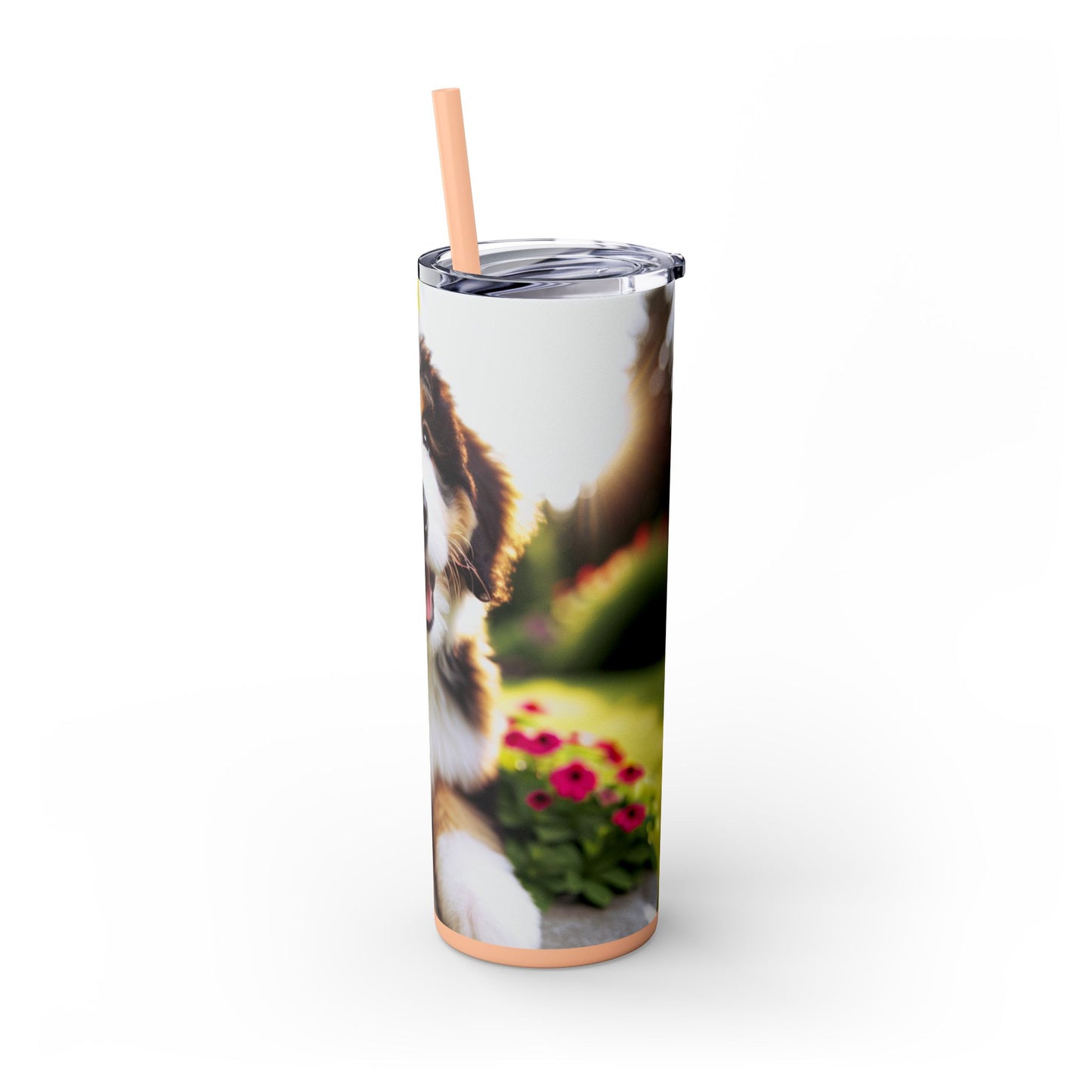 Bernedoodle Skinny Tumbler with Straw, 20oz