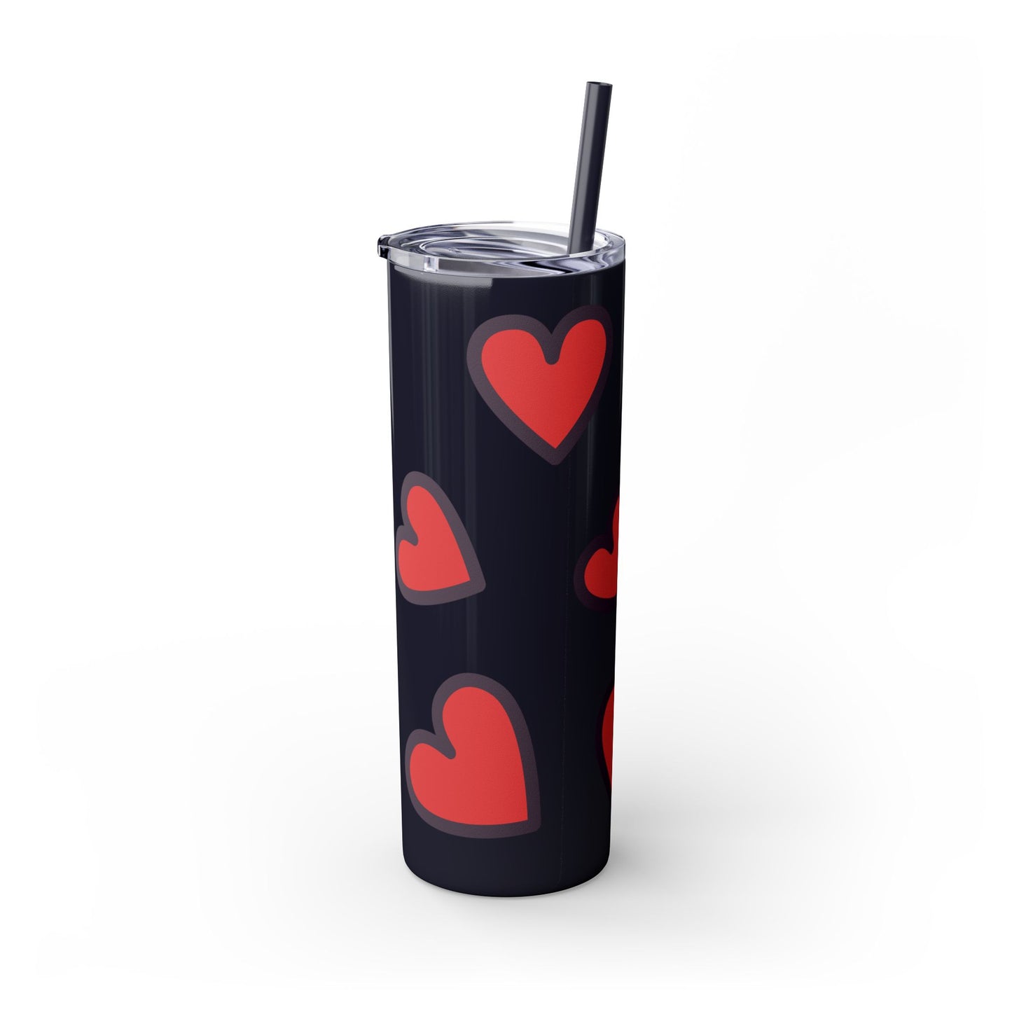 Hearts Skinny Tumbler with Straw, 20oz