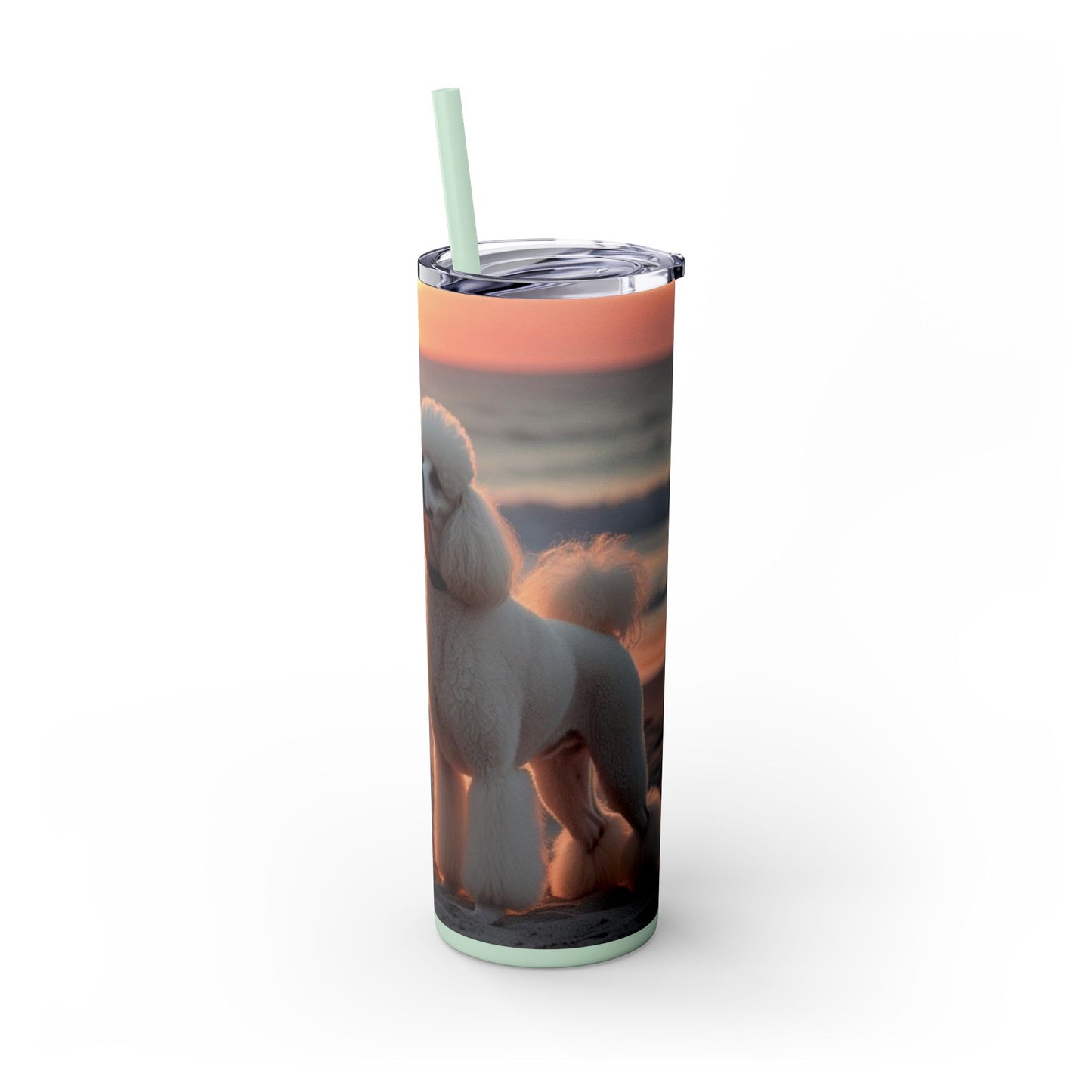 Poodle Love Skinny Tumbler with Straw, 20oz