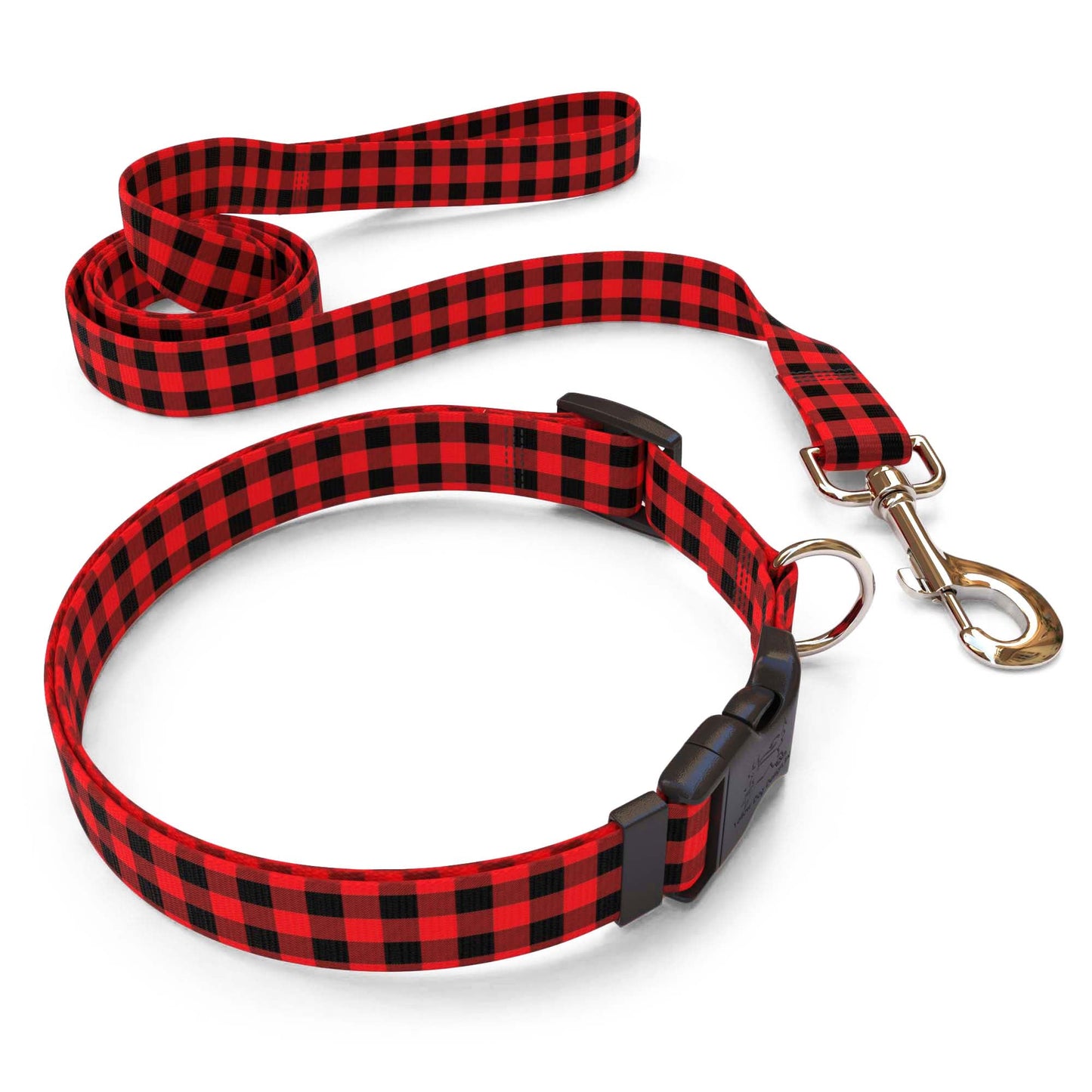 Collar de perro rojo a cuadros de búfalo