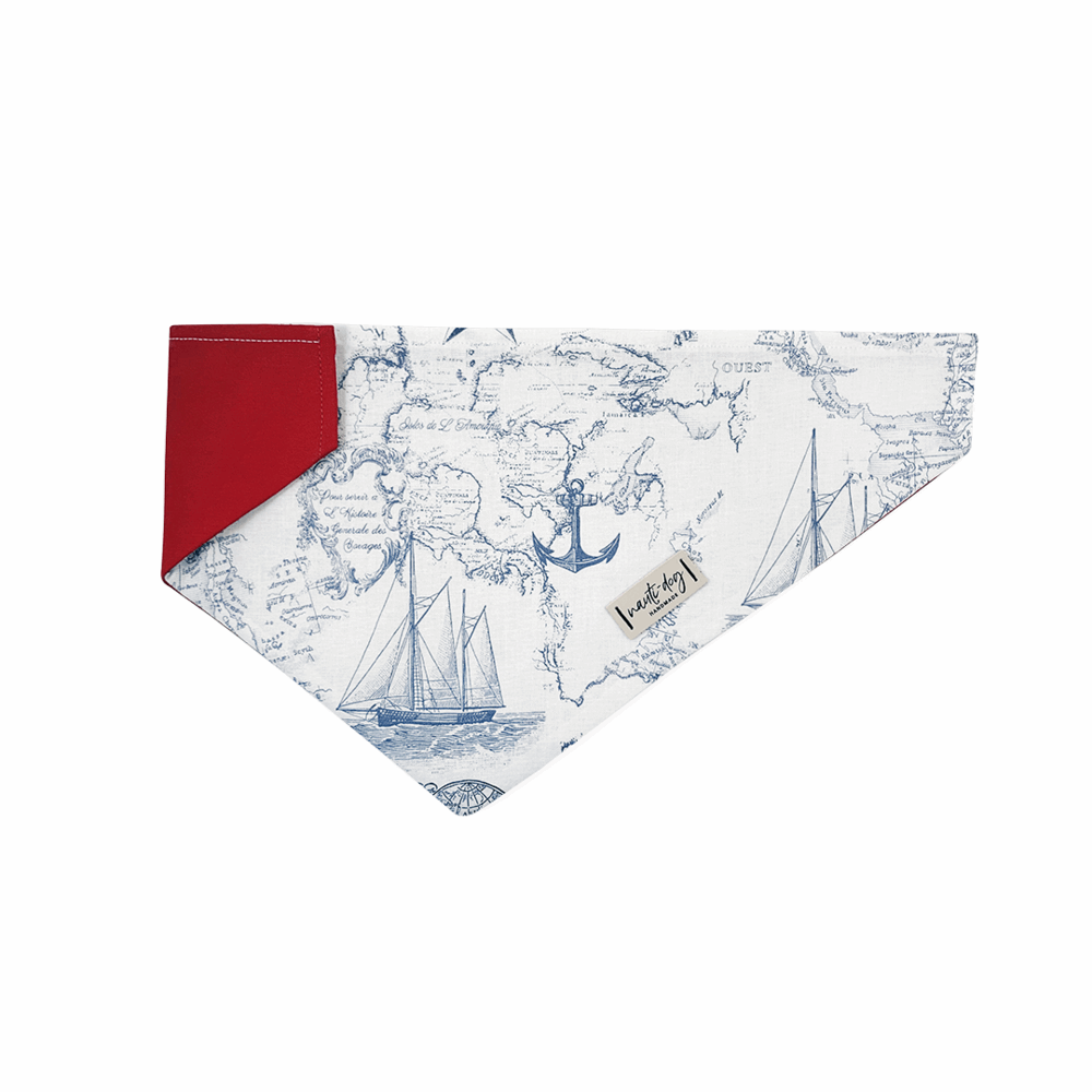 Bandana pour chien Carta Marina Light Vintage Nautical Toile à enfiler sur le collier