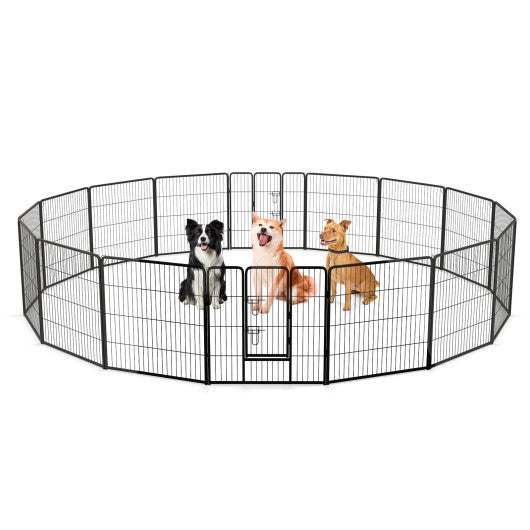 Parque para perros de 16 paneles, 24/32/40 pulgadas de altura, con cerradura y puerta grande (32 pulgadas)
