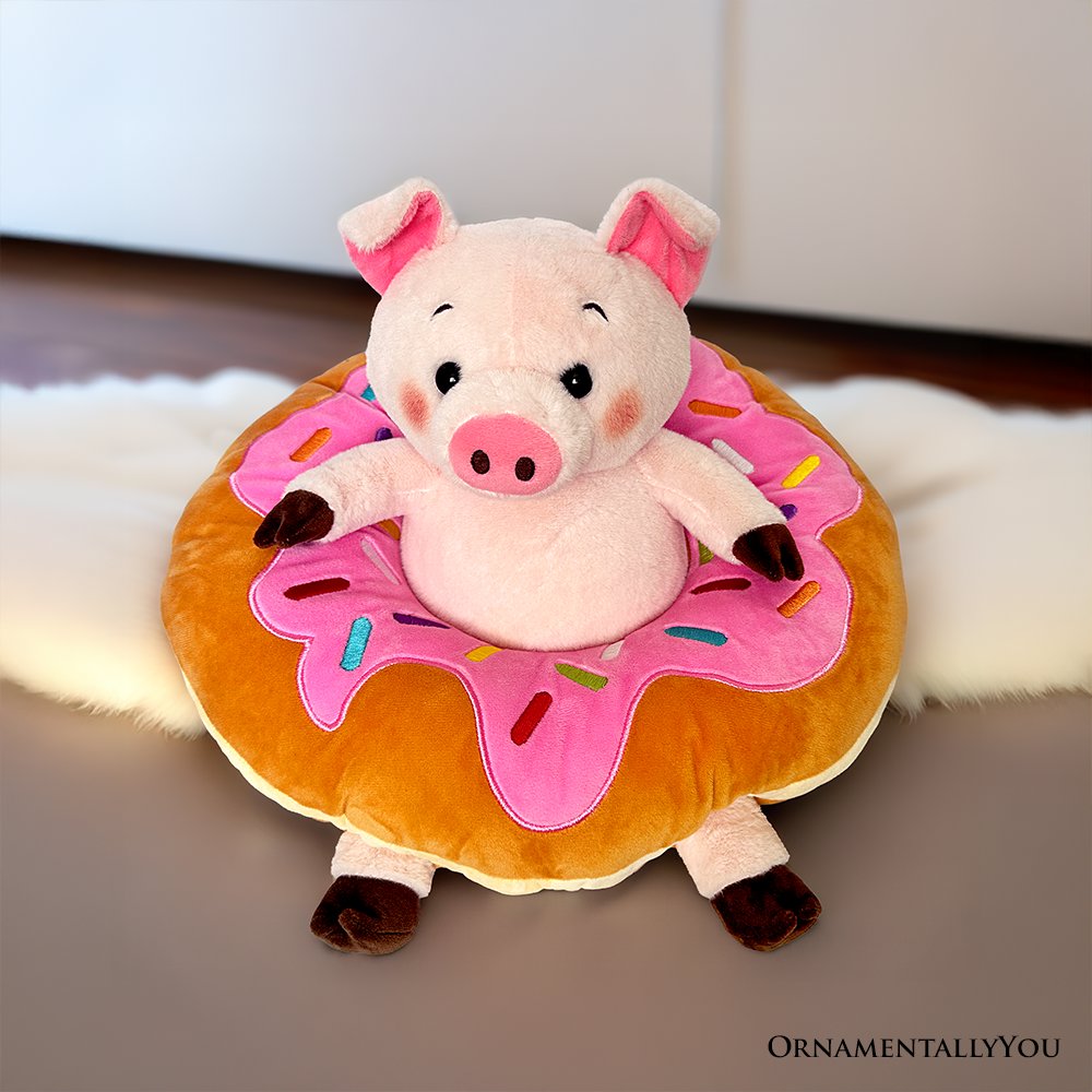 Ollie Oinker, el cerdo de peluche, adorable animal de peluche con forma de dona de 30 cm para regalar a niños.