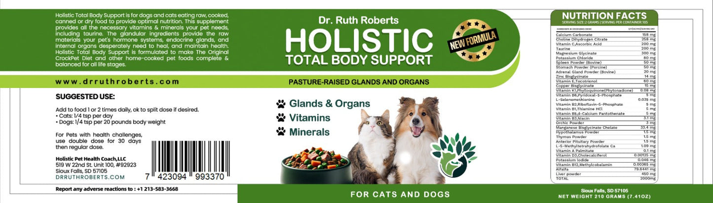 Apoyo holístico para todo el cuerpo: multivitamínico y apoyo glandular para perros y gatos