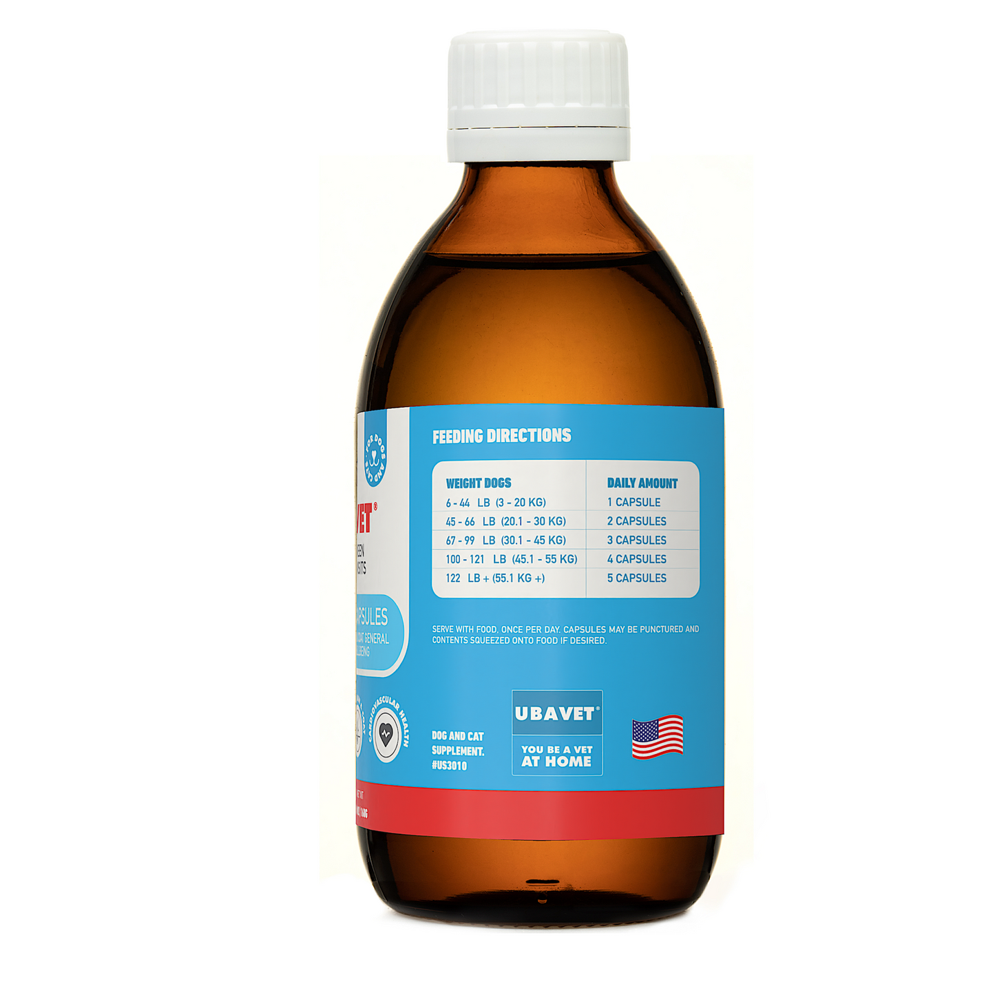 UBAVET Omega-3 Líquido para la salud y el bienestar de la piel y el pelaje de perros y gatos – 8 fl oz / 237 ml