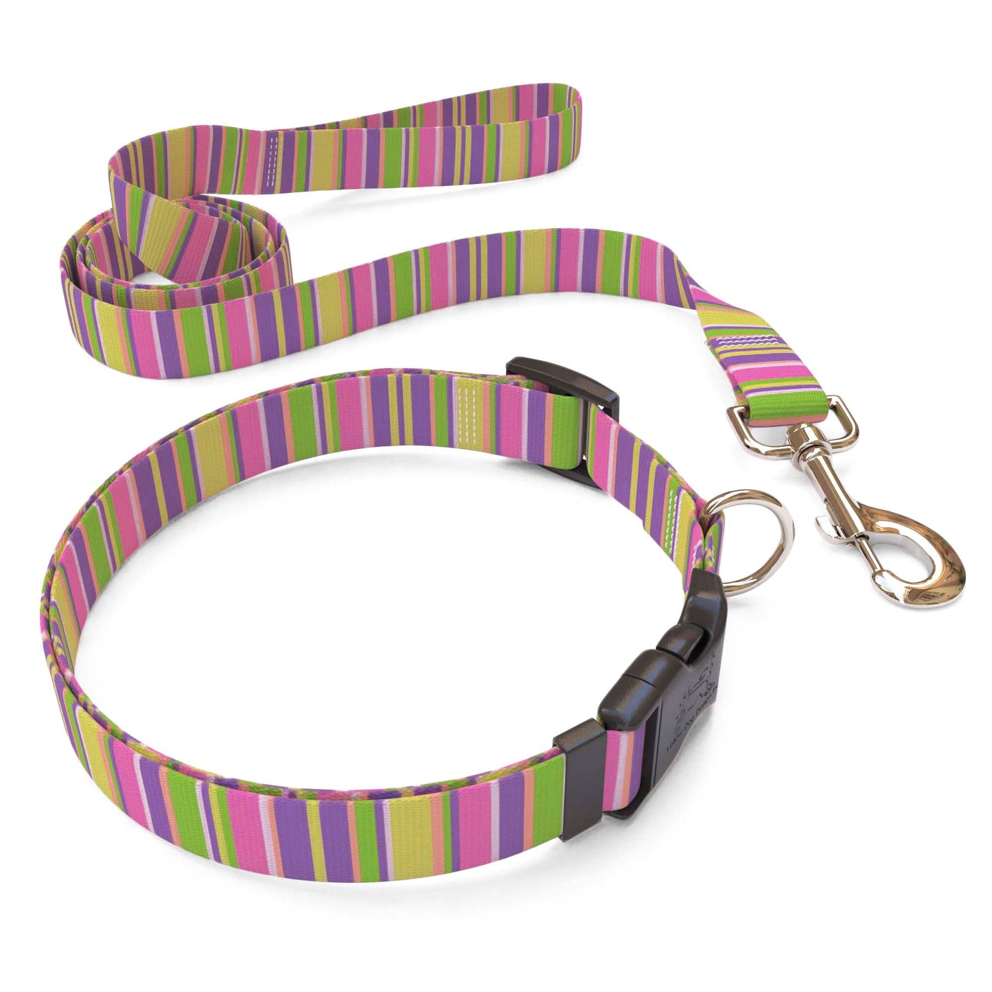 Collar de perro con rayas rosas