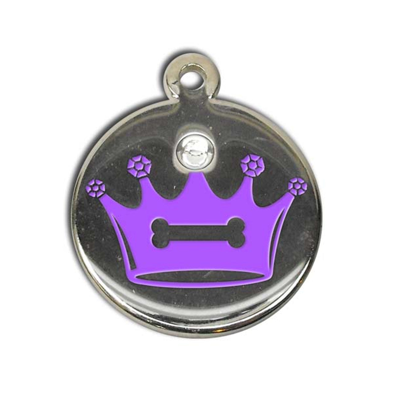 Médaille d'identification pour chien Couronne de cristal violet - Gravure