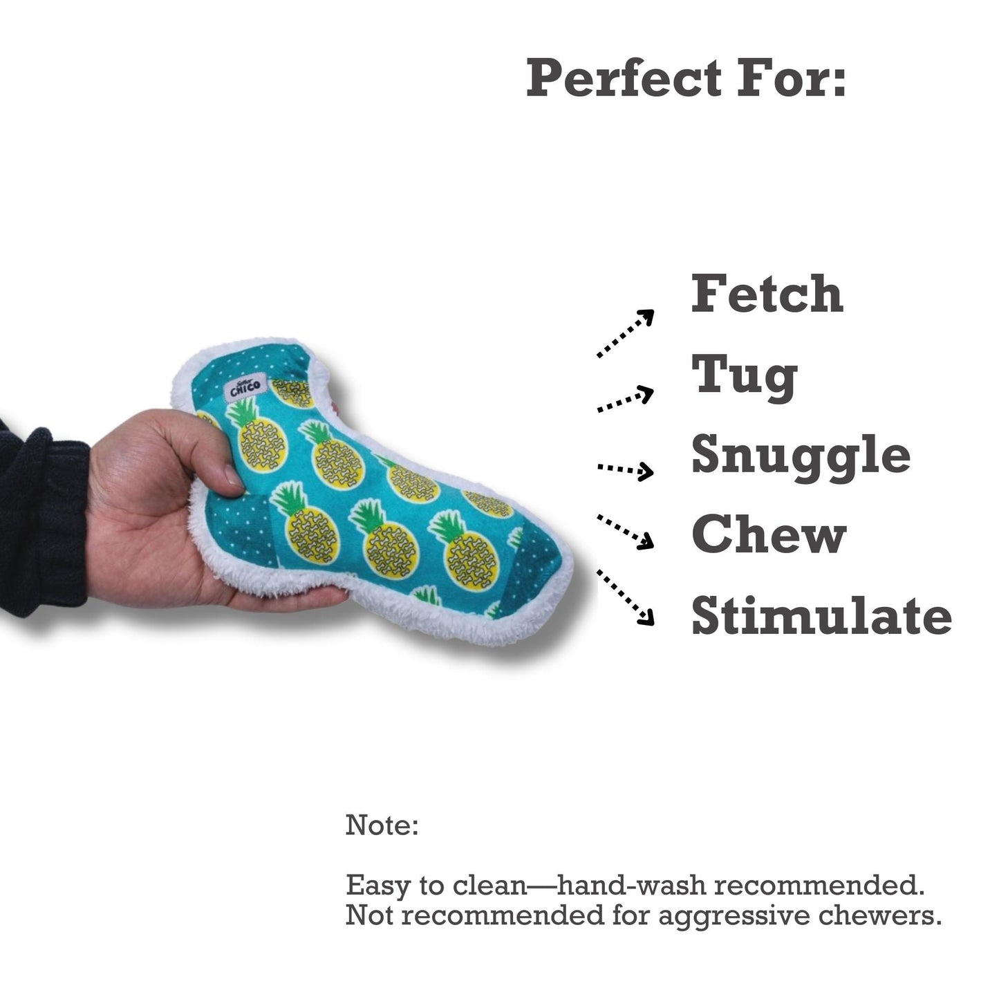 Juguete de peluche para perro con forma de calcetín chirriante – Diseño de piña de Whimsy Wonders