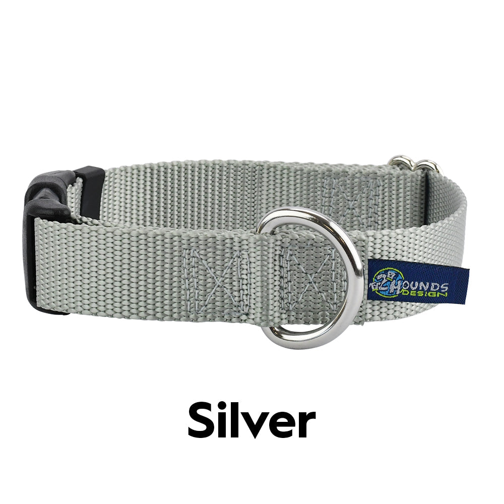 Collar de nailon plateado para perros de 5/8″ y 1″