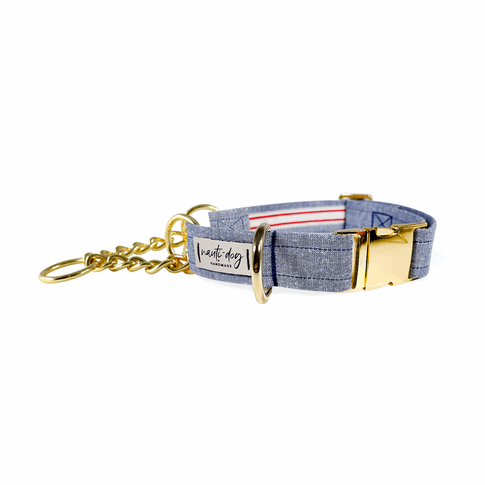 Collier pour chien Chambray Classic Oxford à boucle et martingale