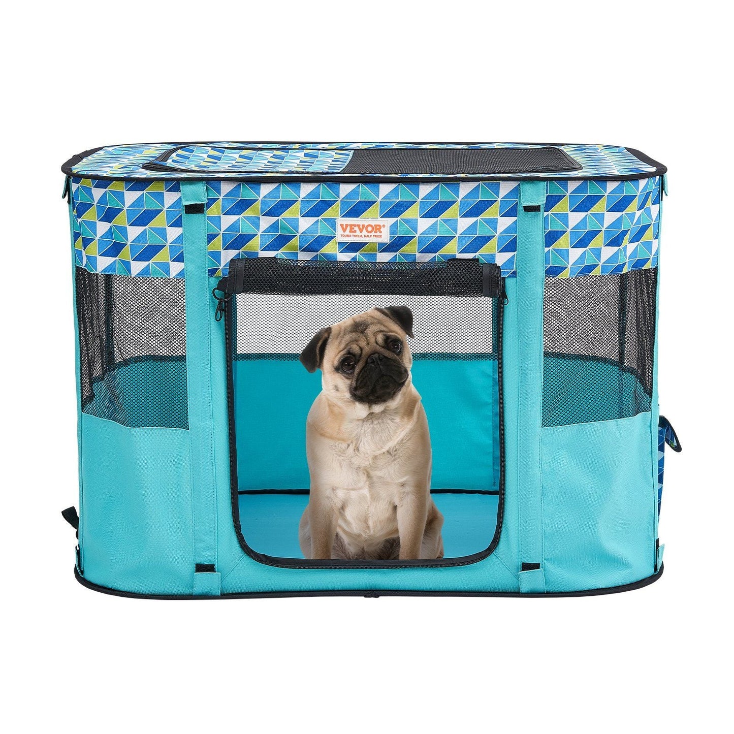 Parque plegable para mascotas, 81 x 61 x 56 cm, portátil, para cachorros, perros y gatos, tela Oxford 600D impermeable, cremallera extraíble, ideal para viajes, camping, interiores y exteriores (rectangular, S)