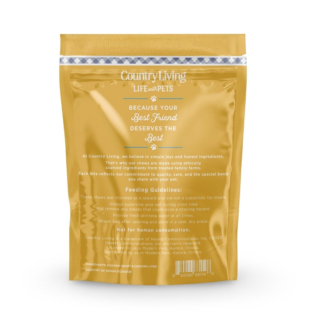 Cœurs et foies de poulet déshydratés pour chiens Country Living – Sachet de 255 g – 100 % naturels, riches en protéines, ingrédient unique – Sans céréales, friandises saines pour l'entraînement et la récompense – Sans conservateurs ni additifs