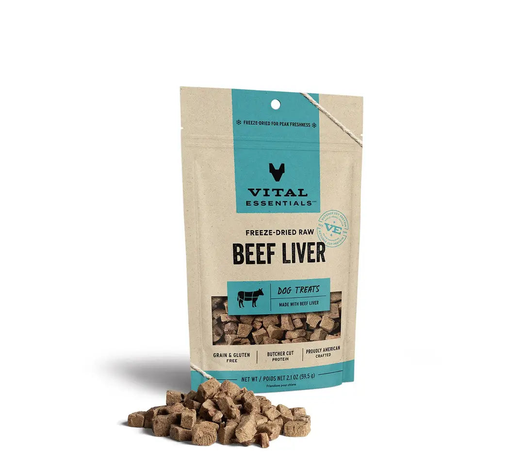 Friandises crues lyophilisées au foie de bœuf Vital Essentials pour chiens, 59,5 g