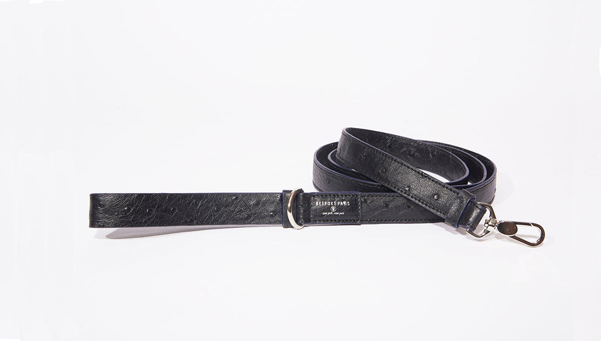 Correa para perro grande, color avestruz negro