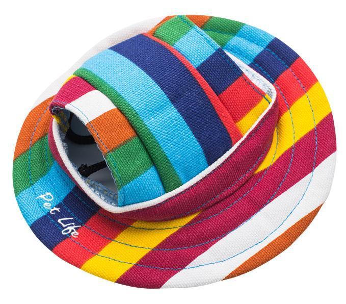 Pet Life ® 'Colorfur' UV Protectant Adjustable Fashion Canopy Brimmed Dog Hat Cap