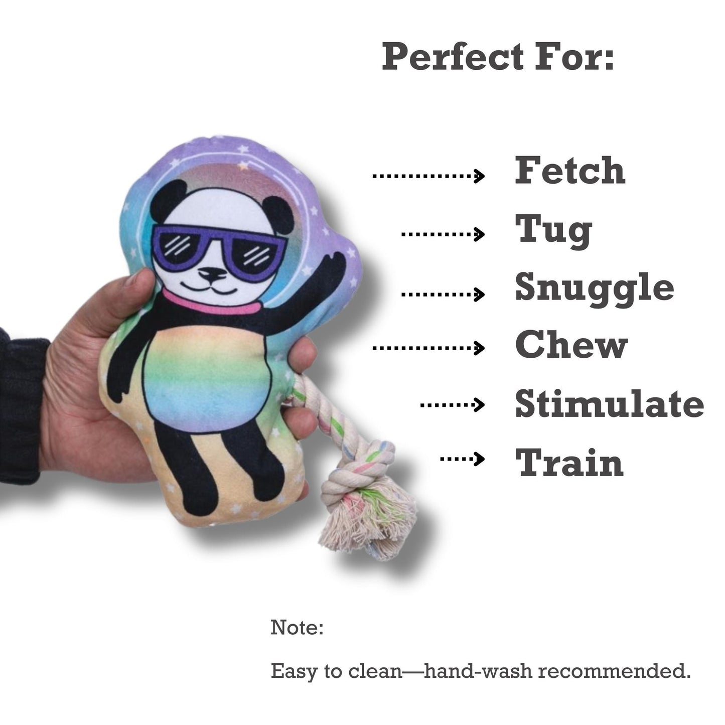 Peluche Panda de l'Espace pour Chien – avec couineur et papier froissé pour des heures de jeu amusantes