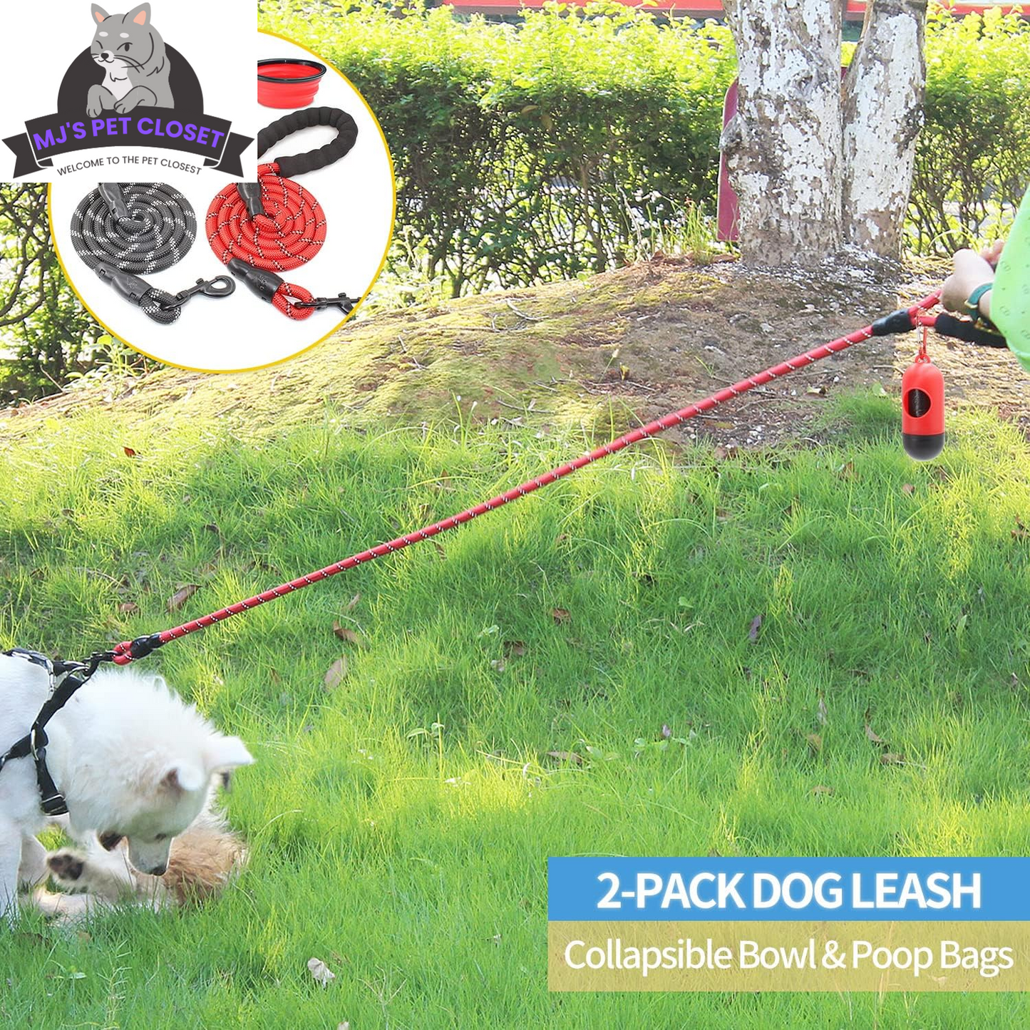 Mejora tus paseos con nuestro paquete de 2 correas para perros de 1,60 m y 1,80 m. 🐾✨ Con cómodas asas acolchadas e hilos reflectantes para mayor seguridad, ¡perfectas para perros de todos los tamaños! 🐶❤️
