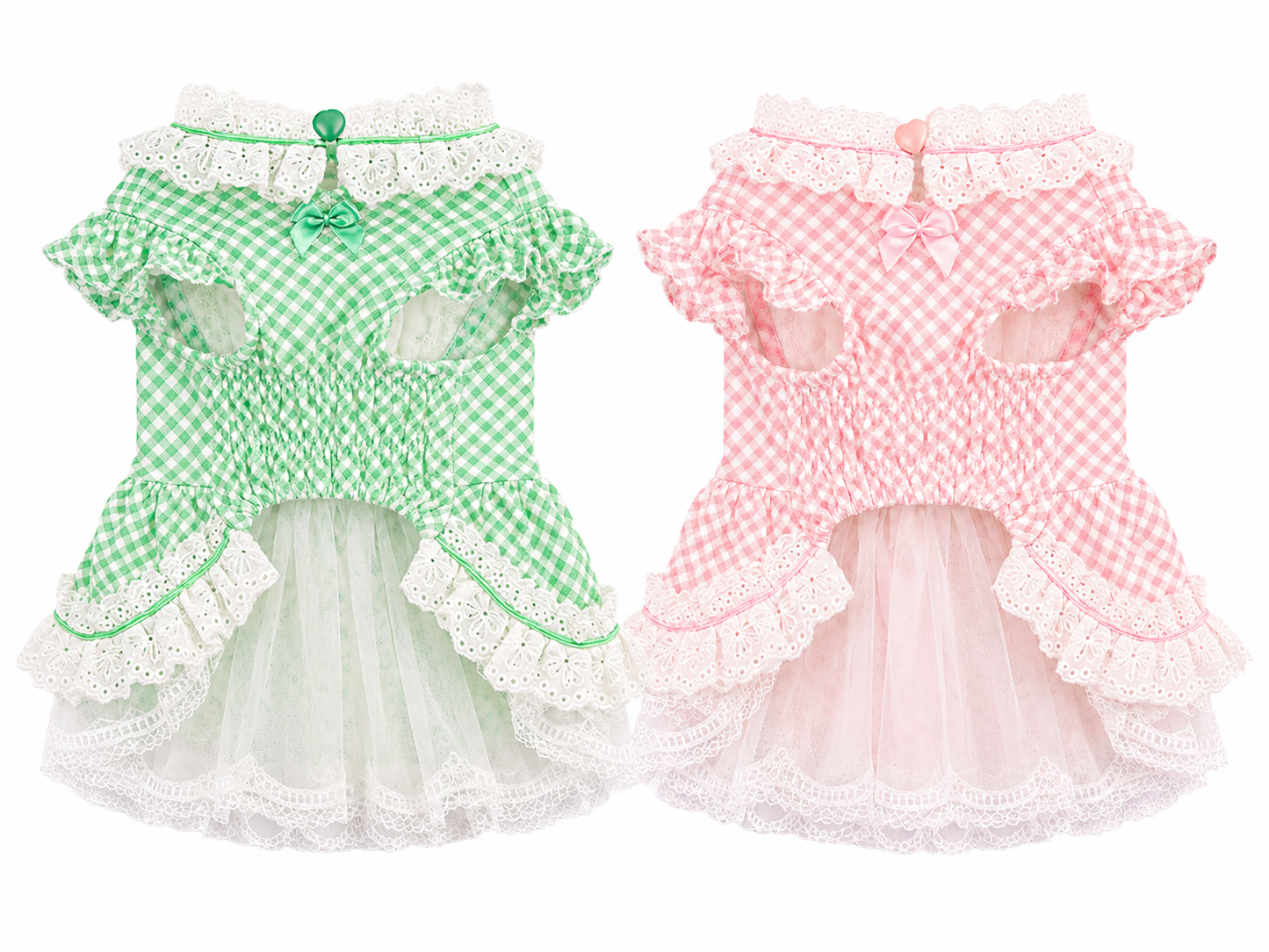 Vintage Gingham Dog Dress | Lace Princess Puppy Dress with Tulle Skirt
