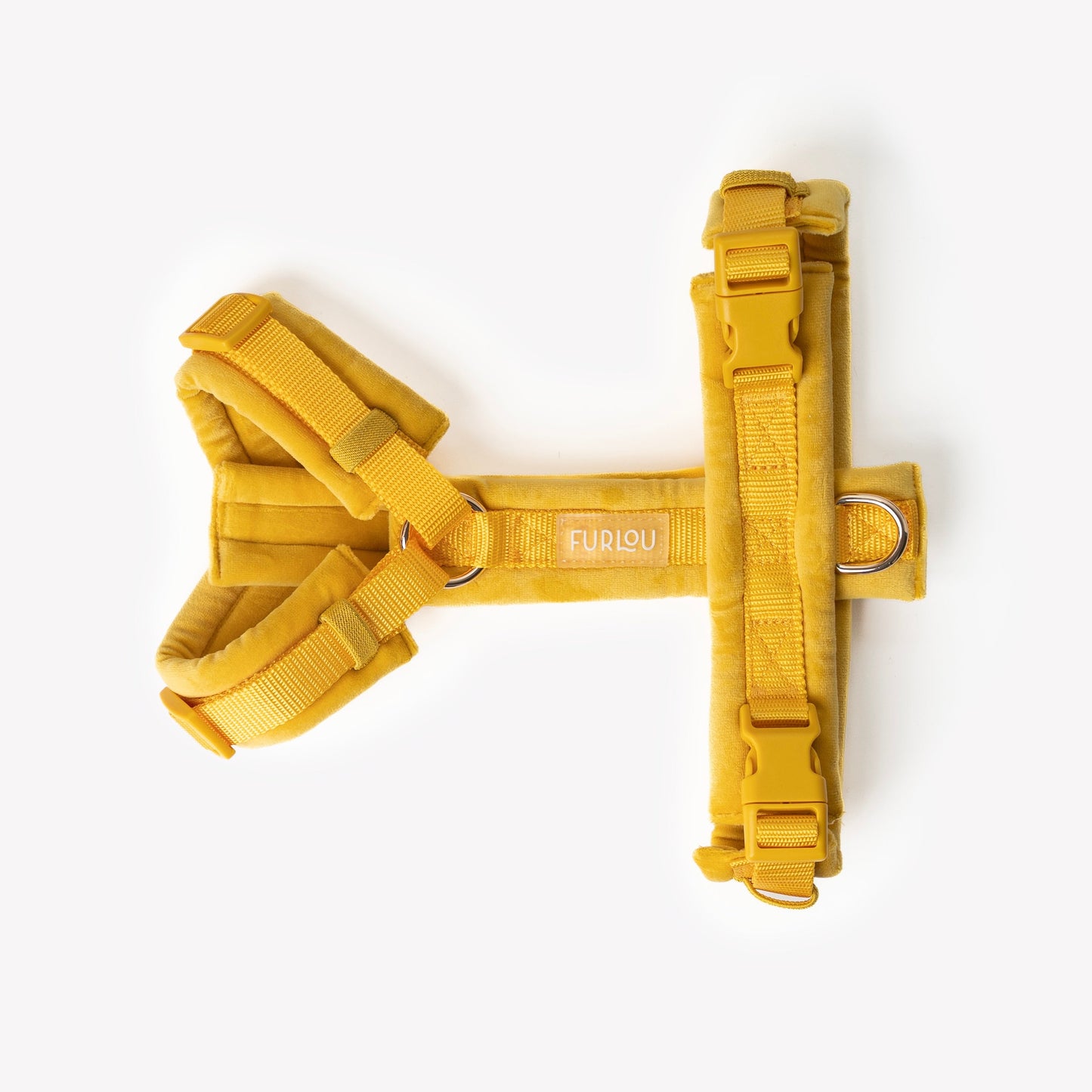 Harnais pour chien jaune en velours