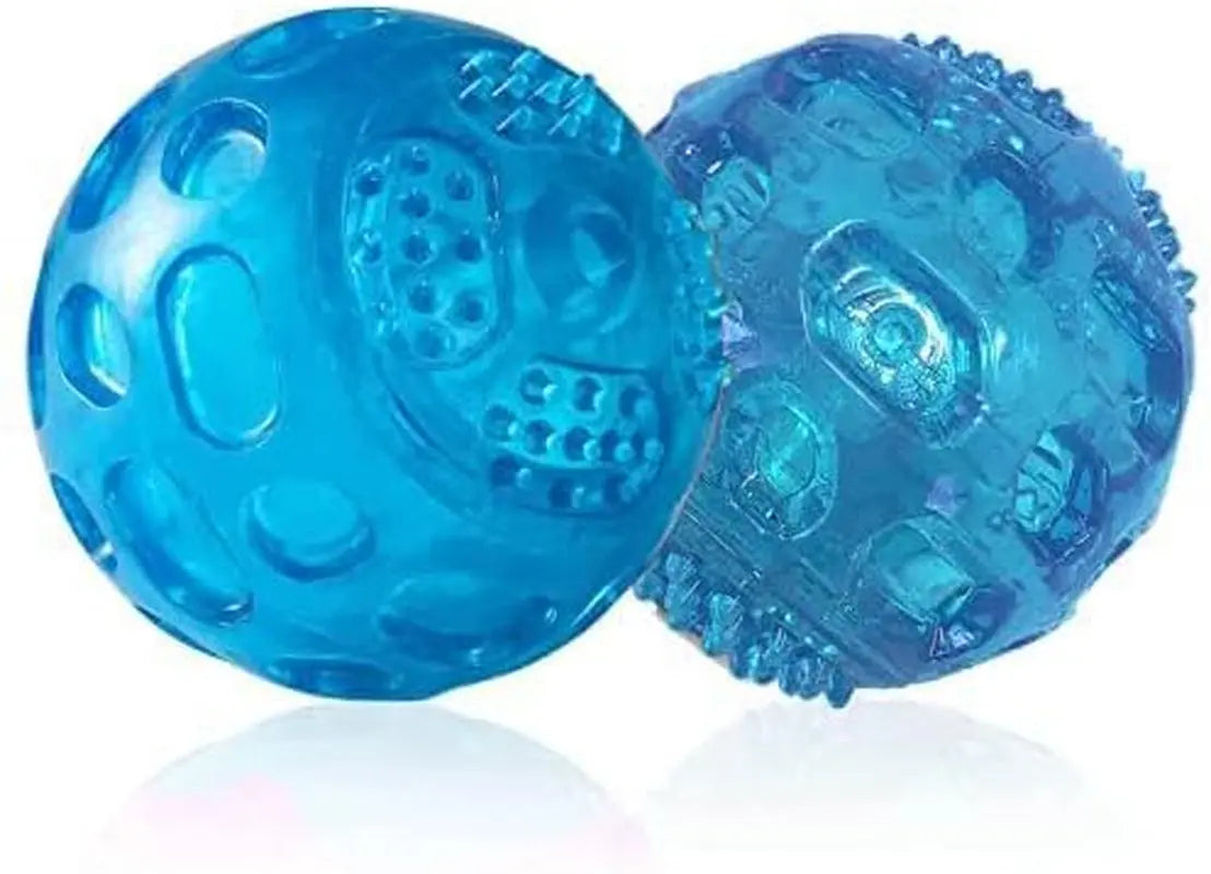 Pelotas de juguete chirriantes de 7,6 cm para perros de razas grandes y medianas. Son indestructibles para jugar, buscar y recuperar. Son resistentes y masticables. 2 unidades, color azul.