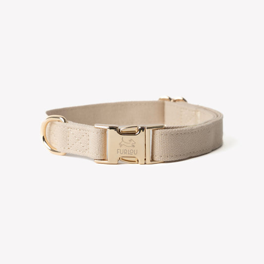 Collier pour chien en toile couleur fauve