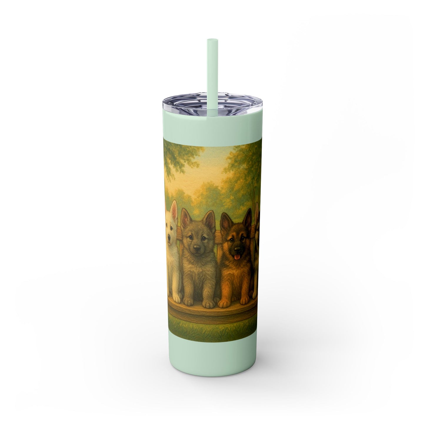 German Shepherd puppies Tumbler with Straw, 20oz