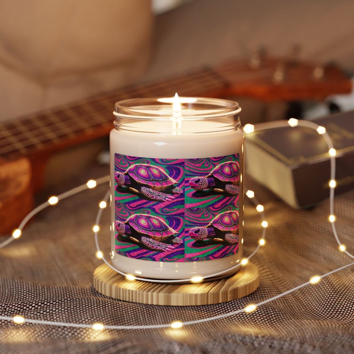 Glittery Psychedelic Turtle- Scented Soy Candle, 9oz