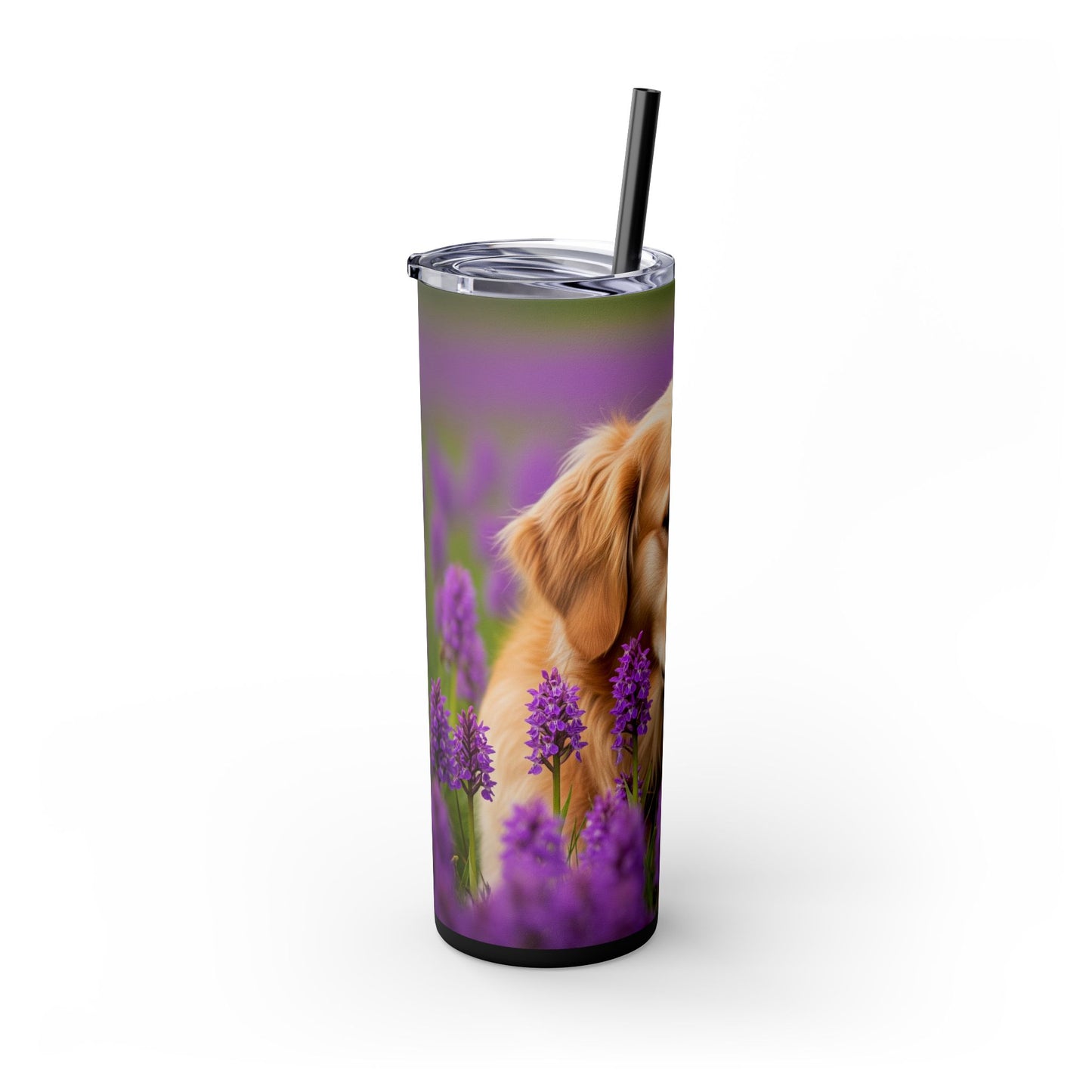 Golden Retriever Skinny Tumbler with Straw, 20oz